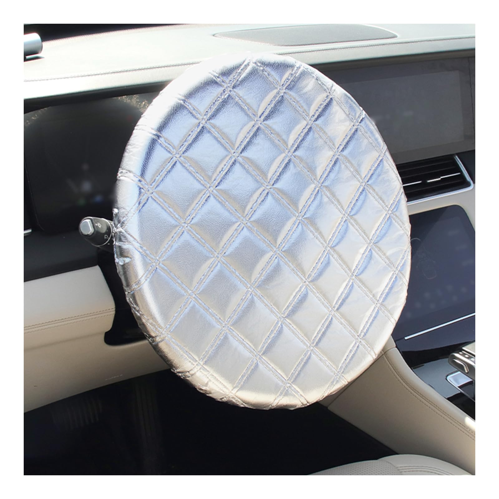Car Steering Wheel Cover Sun Shade,Aluminum Film Car Wheel Cover for Thermal Insulation & Cooling,3-Layer Thickened Steeringwheel Covers Fits 15.75" Diameter Cars Steering Wheels-image-24