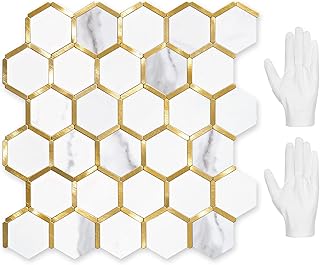 STICKGOO Hexagon Peel and Stick on Backsplash for Kitchen and Bathroom, ...