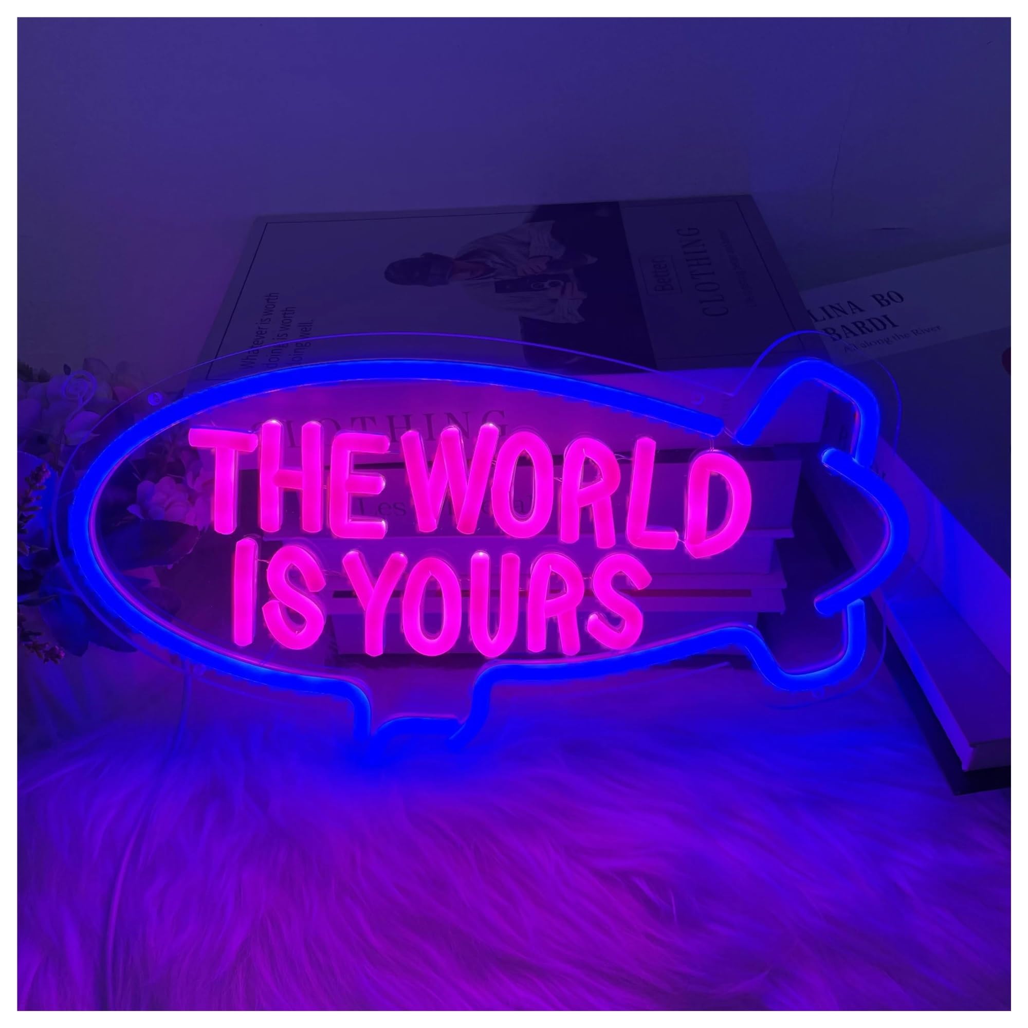 Lemst A Signs Lamp The World Is Yours Neon Sign Light Dimmable For Home Room Bedroom Kids Room Birthday Decor Usb Powered Lamp 45Cmx28cm(A)