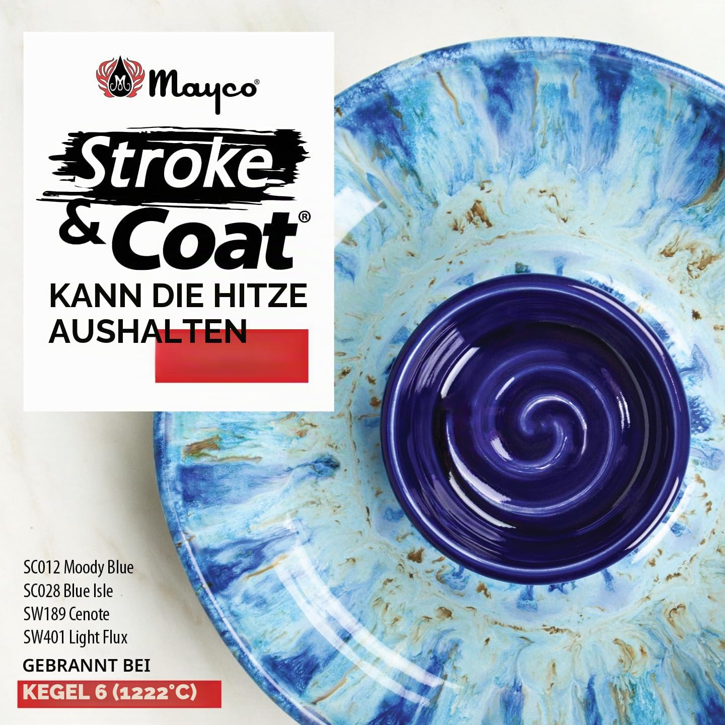 Mayco Stroke & Coat Wonderglaze für Bisque Set B – 1 Pint – 12 Farben – Acrylglasur – Keramikfarben