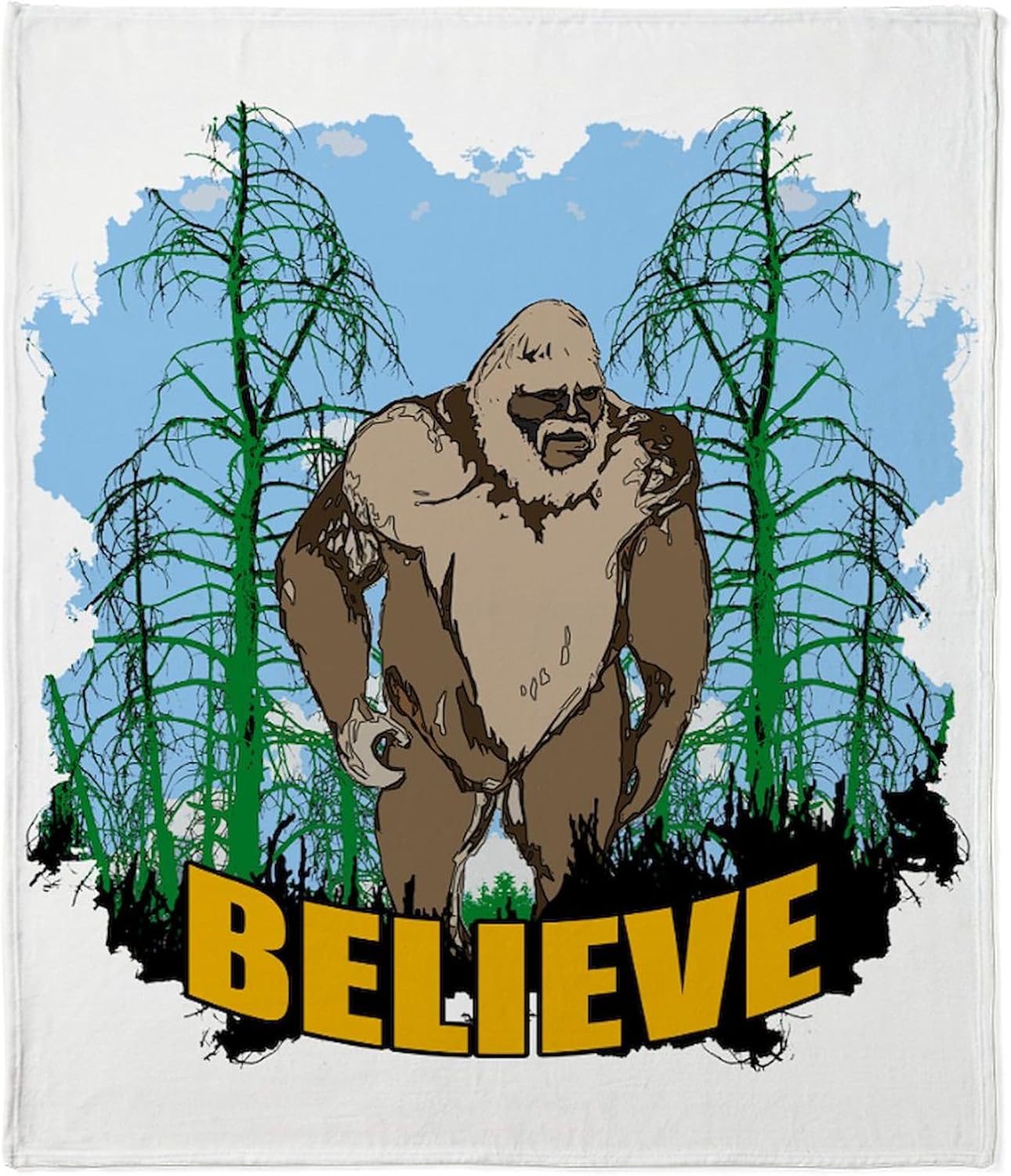 CafePress Yeti Mountain Scene Throw Blanket Super Soft Fleece Plush Throw Blanket, 60"x50"