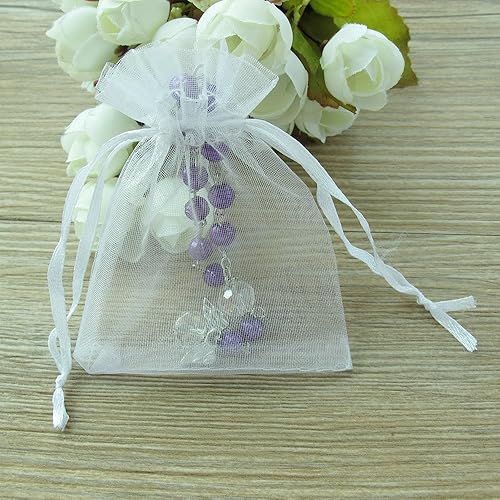 Miniatura 3 de LUMSON24 piezas de mini rosarios de bautismo con ángel niña recuerdos de bautizo rosarios morados chapados en plata