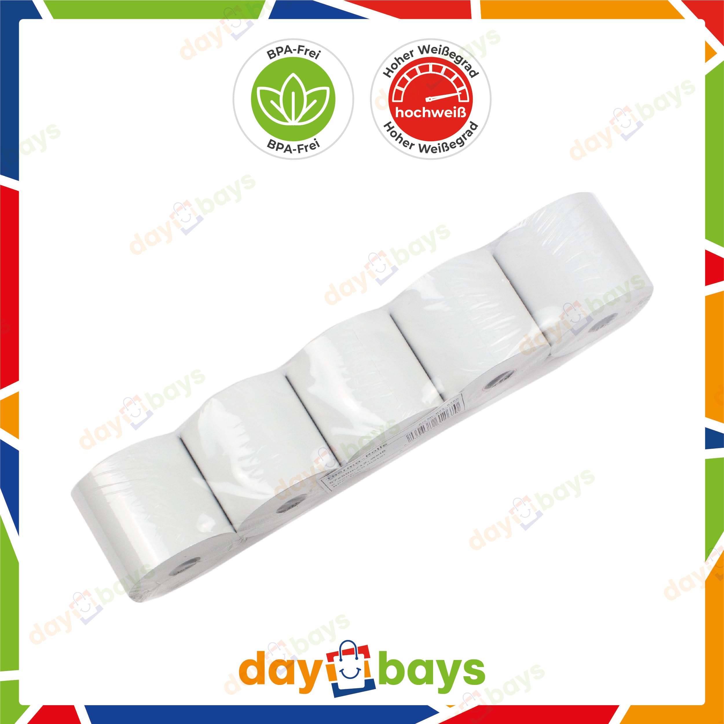 50 Stück Thermorollen 57x45x12 mm | 25 m pro Rolle | Kassenrollen Thermopapier | BPA-frei | Für EC-Cash-Geräte, Kassensysteme und Thermodrucker