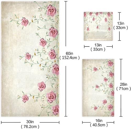 Miniatura 3 de Juego de toallas de baño para baño, diseño floral de primavera rosa rosa, juego de 3 toallas de lujo, 1 toalla de baño, 1 toalla de mano, 1 toalla,
