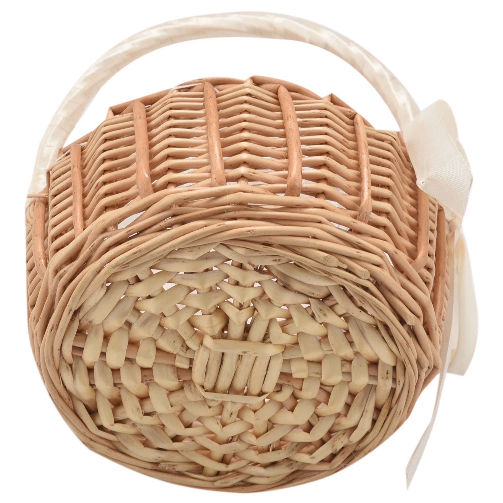 Intrecciati Cesto Portaoggetti in Rattan Fatto a Mano con Fiori