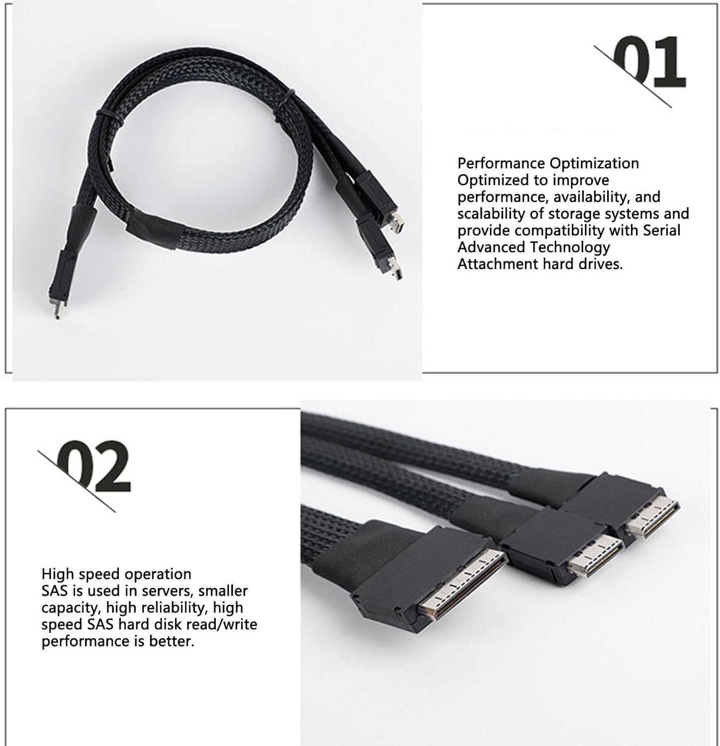 OCULINK SFF 8611 8i to 2xSFF 8611 4i Cable: 16Gbps SAS 3.0 4.0 Tinned Copper Wire Data Active Cable for PCI E Expansion Cards Data Center Servers, 50cm