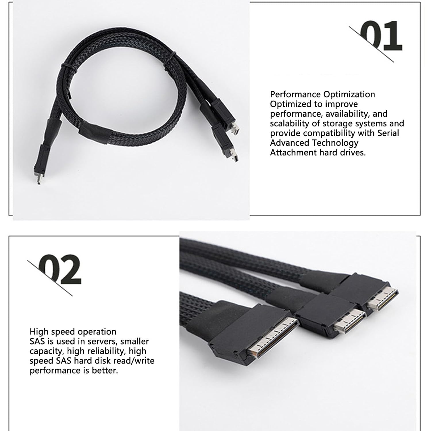 Bewinner SFF 8611 8i to 2xSFF 8611 4i Cable, 16Gbps SAS 3.0 4.0 Tinned Copper Wire Data Active Cable, for PCI E Expansion Cards, Data Center Servers