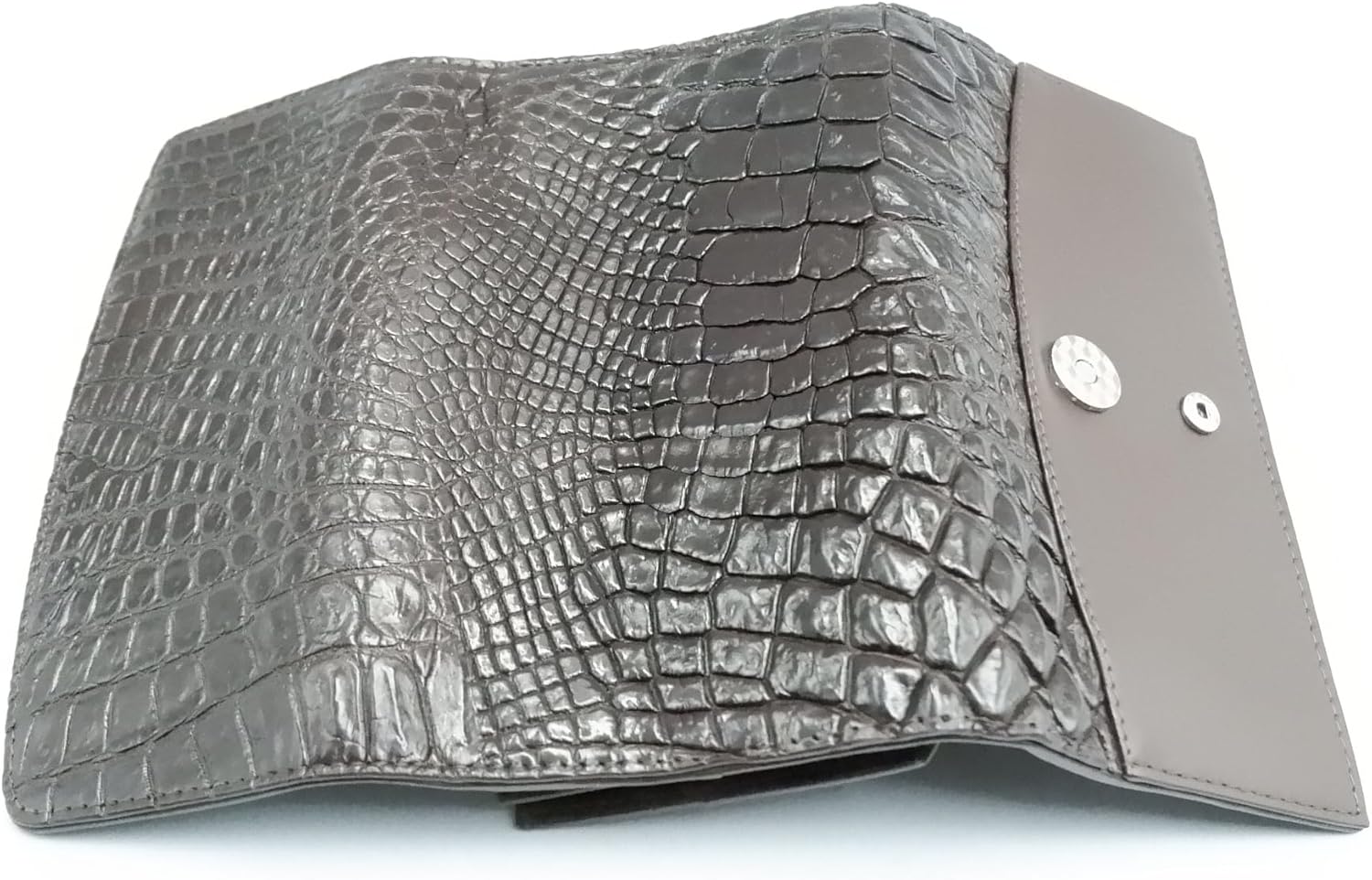 New Brown Alligator Leather Belly Skin Women Tri-fold Clutch Wallet Purse.
