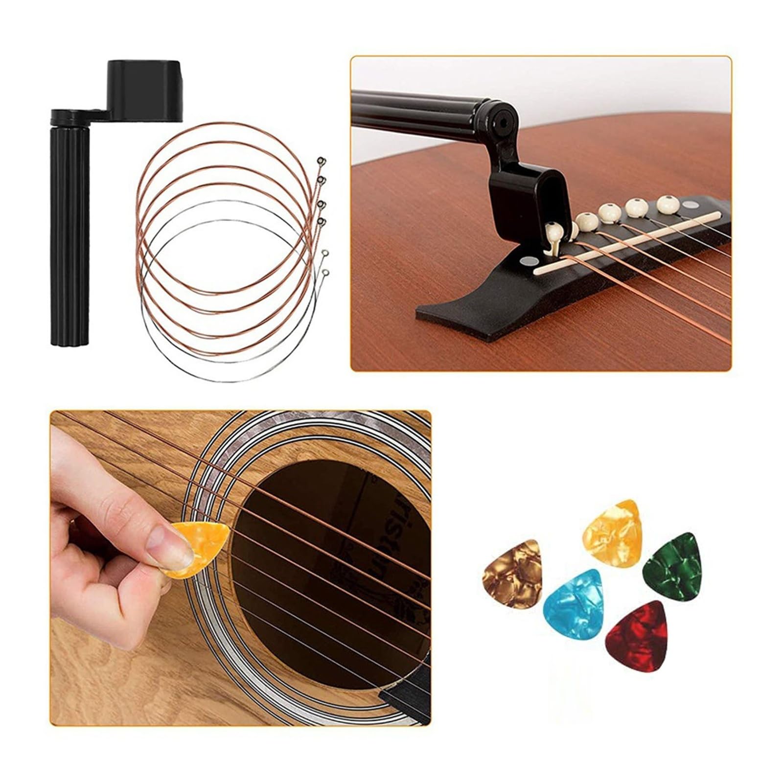 Kit de reparación de herramientas de guitarra de 72 piezas con accesorios