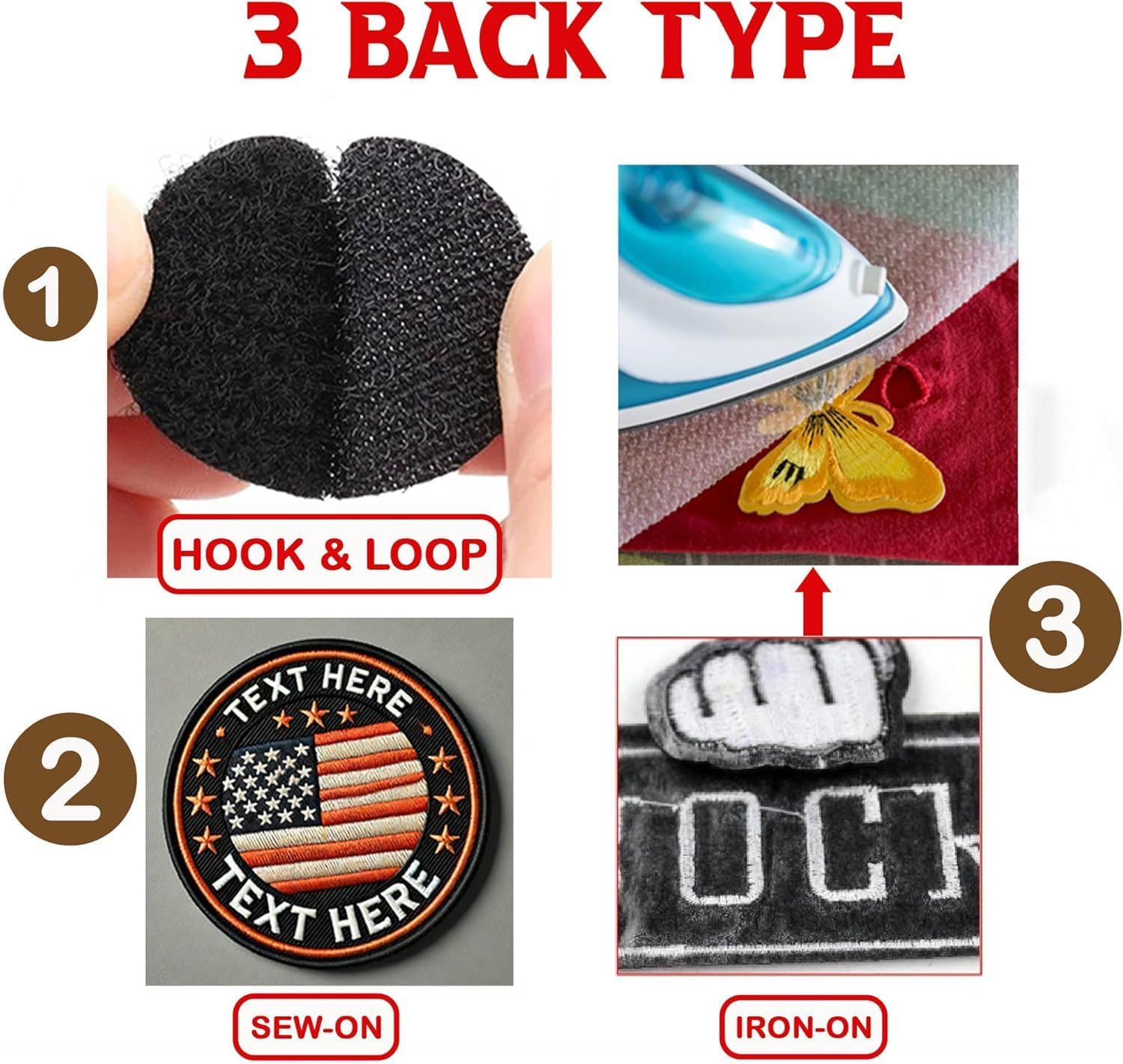 Givesmiles Personalized Logo Embroidered Patches, Custom Any Shape Iron On Sew On Hook and Loop Patch, Custom Image Text Logo Patches, Patch for Backpacks, Jacket, School, Team, Group