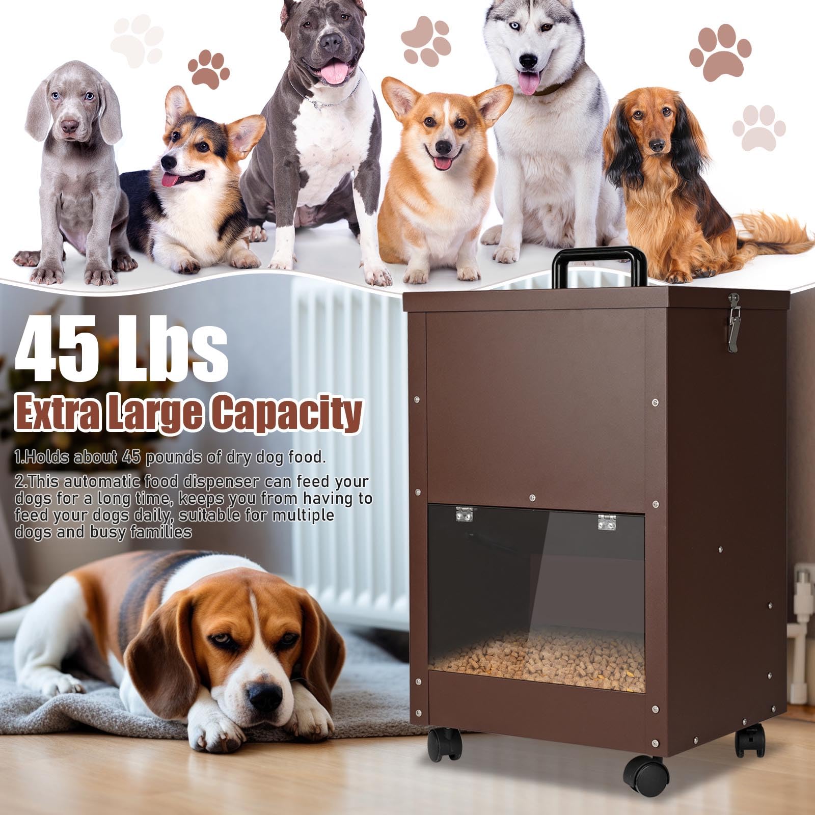 Snapklik.com : ZHEQOGZH Galvanized Automatic Dog Feeder Large Breed 45 ...