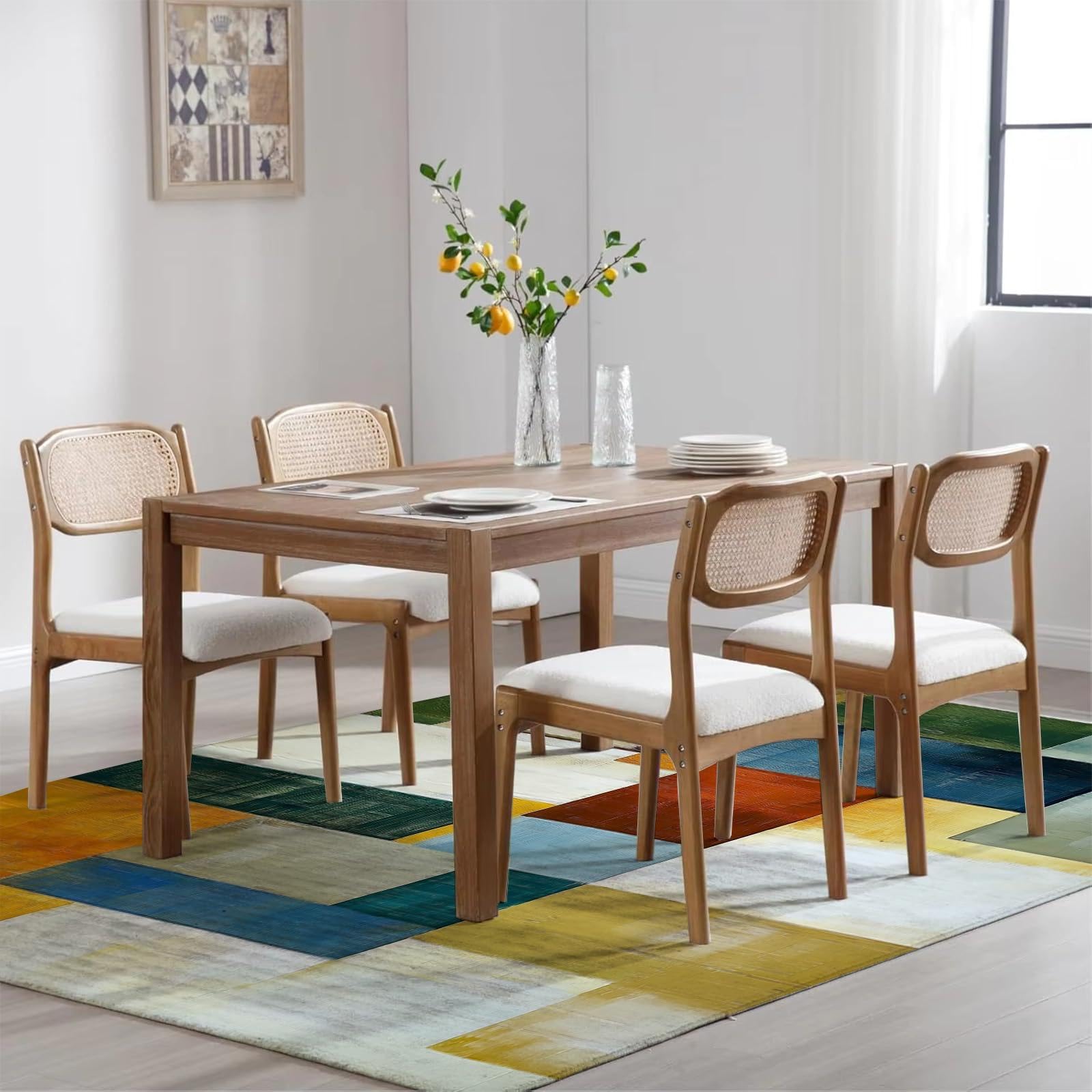 Farbblock Teppich Wohnzimmer 200x200cm Modern Waschbar Großer Geometrischer Teppich Schlafzimmer, Blaue und Grüne Quadrate Weich Kurzflor rutschfest Teppiche für Esszimmer Türrahmen Flur