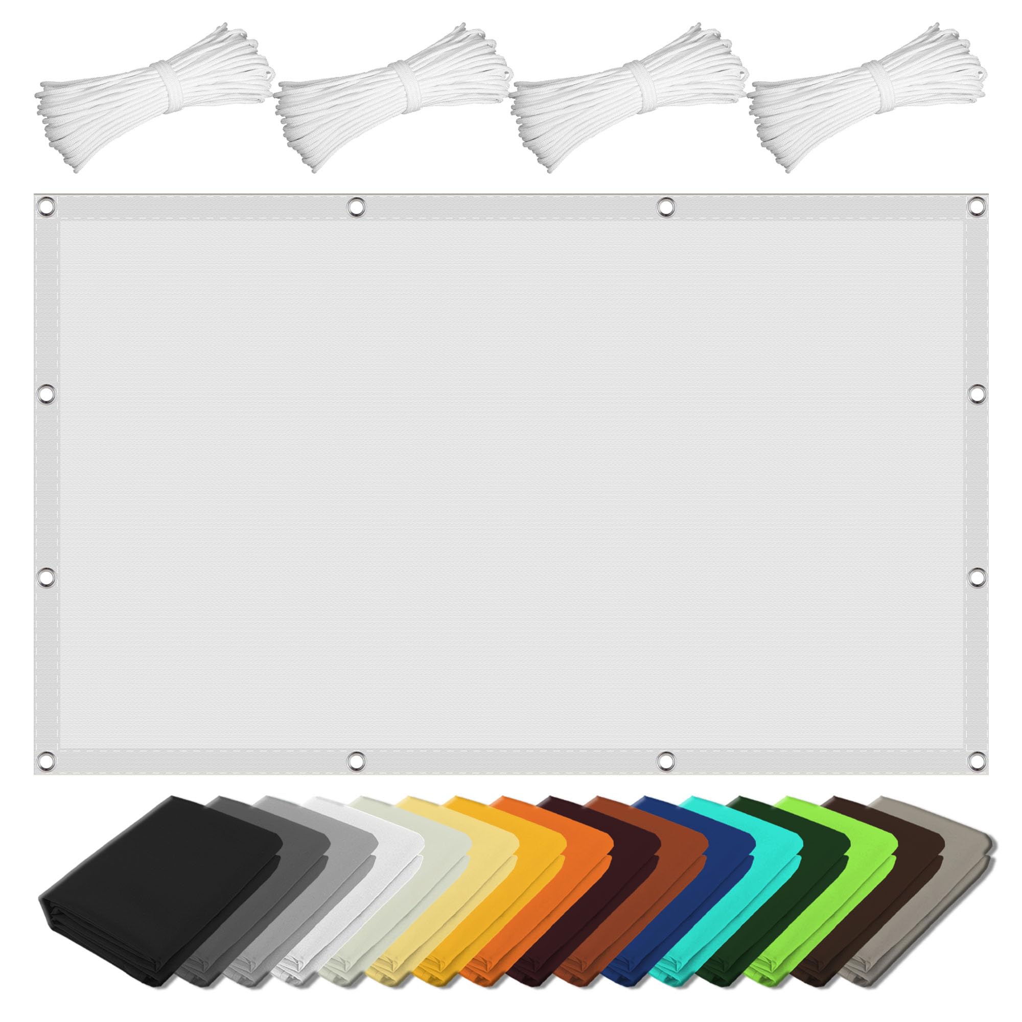 Voile d'ombrage blanc 1.6 x 5 m haut de gamme imperméable anti-UV avec oeillets