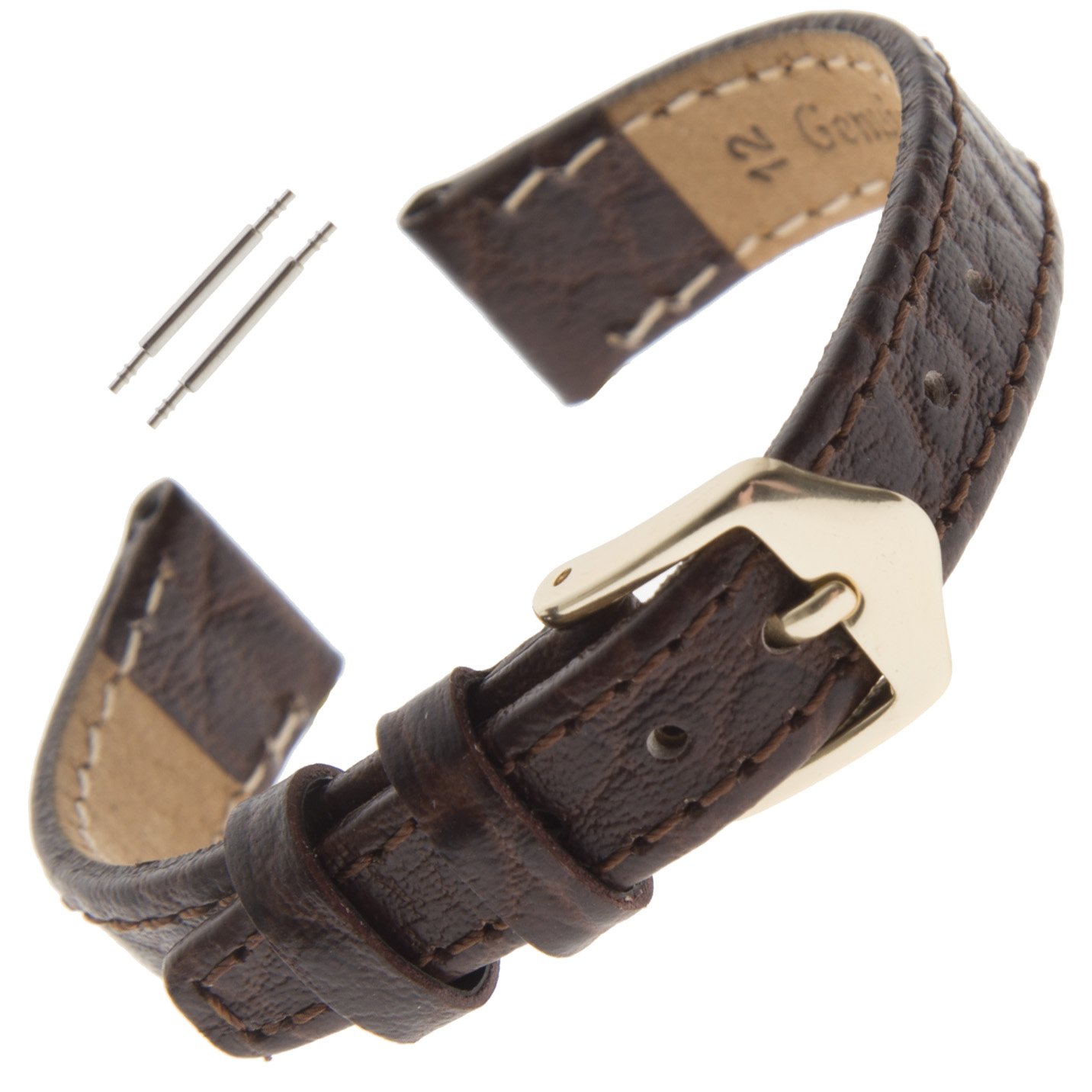 Gilden 10-13mm Ladies Flat Stitched Distressed Leather Calfskin Watch Strap FS52