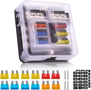 TIGWIN 12V 6-Way Fuse Box with LED Blown Fuse Indicators, Waterproof ATO/ATC Block for Car Boat Marine Truck RV (24V Max)