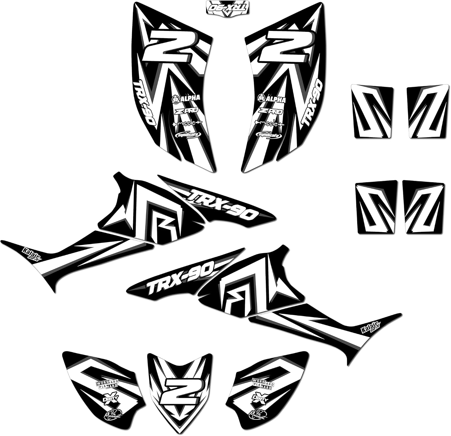 Graphics Kit for Honda TRX 90 (2006-2024) Vizion Series Yellow-Blue 21 Mil- ATV UTV Custom Racing Graphics Stickers Decals Kit, no-plastics
