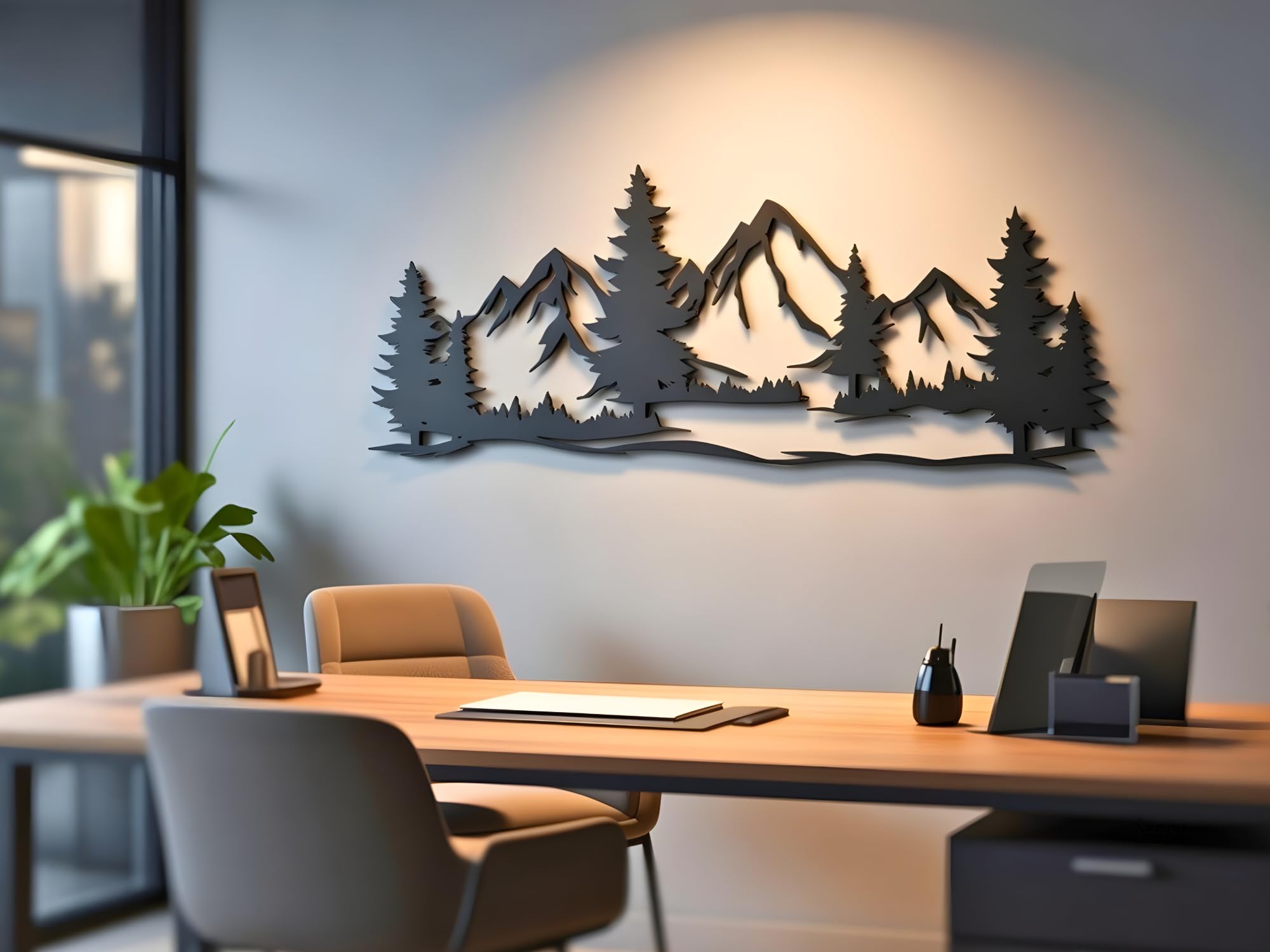 Vailla Tableau Decoration Murale Montagne 3D Deco Murale Salon Salle de Bain Chambre Cadre Décoration Chambre Triptyque Mural Bois