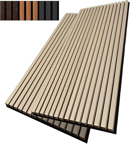 Panel de pared de listones de madera, paneles de madera de 48 x 24 pulgadas para pared, paneles de pared insonorizados 3D, paneles acústicos grandes