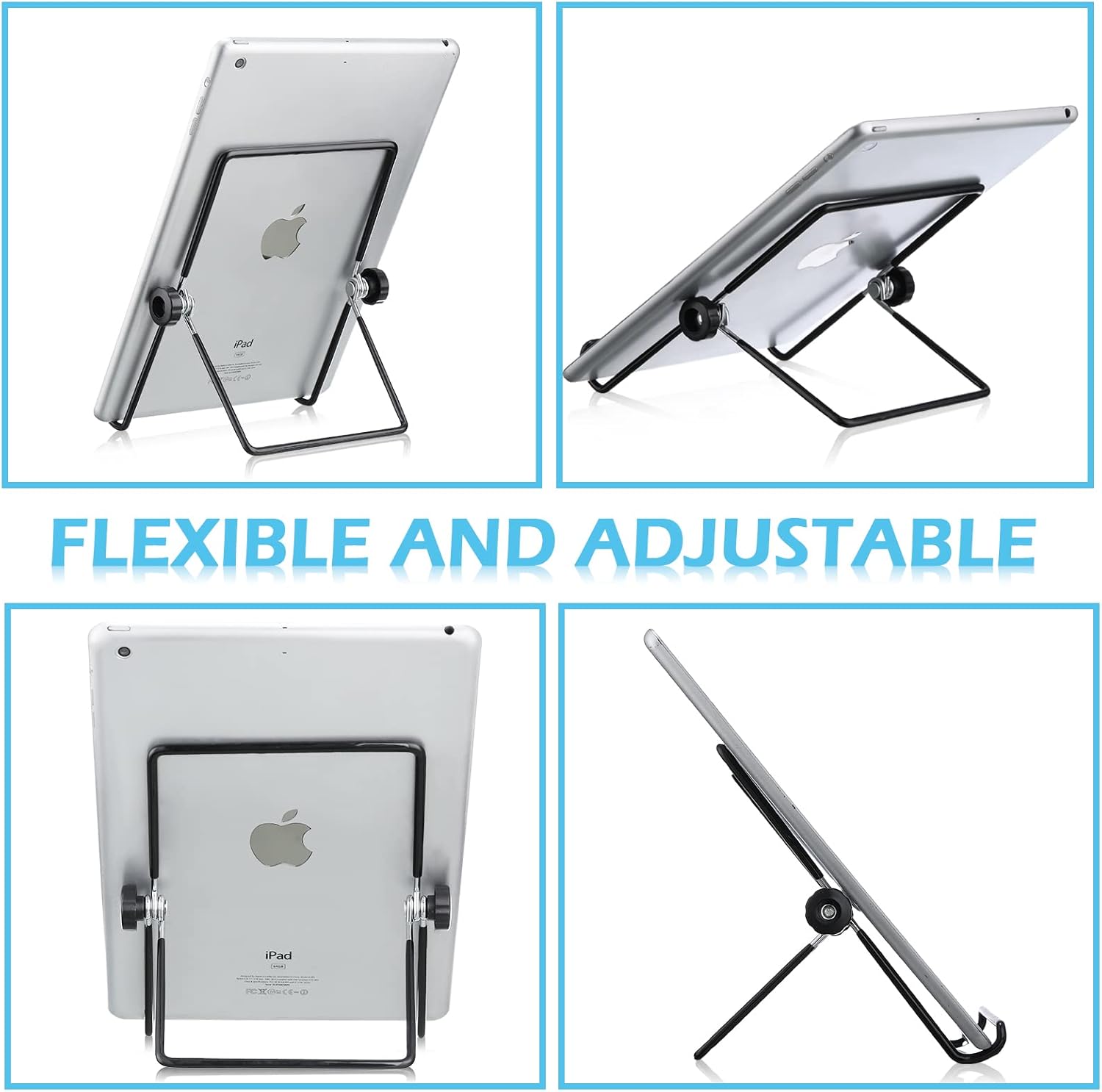 Kenning 24 Pcs Adjustable Metal Book Display Stands Bulk 5.5" x 7.1" Foldable Plate Holders Display Stands Iron Wire Easels for Picture Frame Photos Cookbooks(Black,Double Corners)