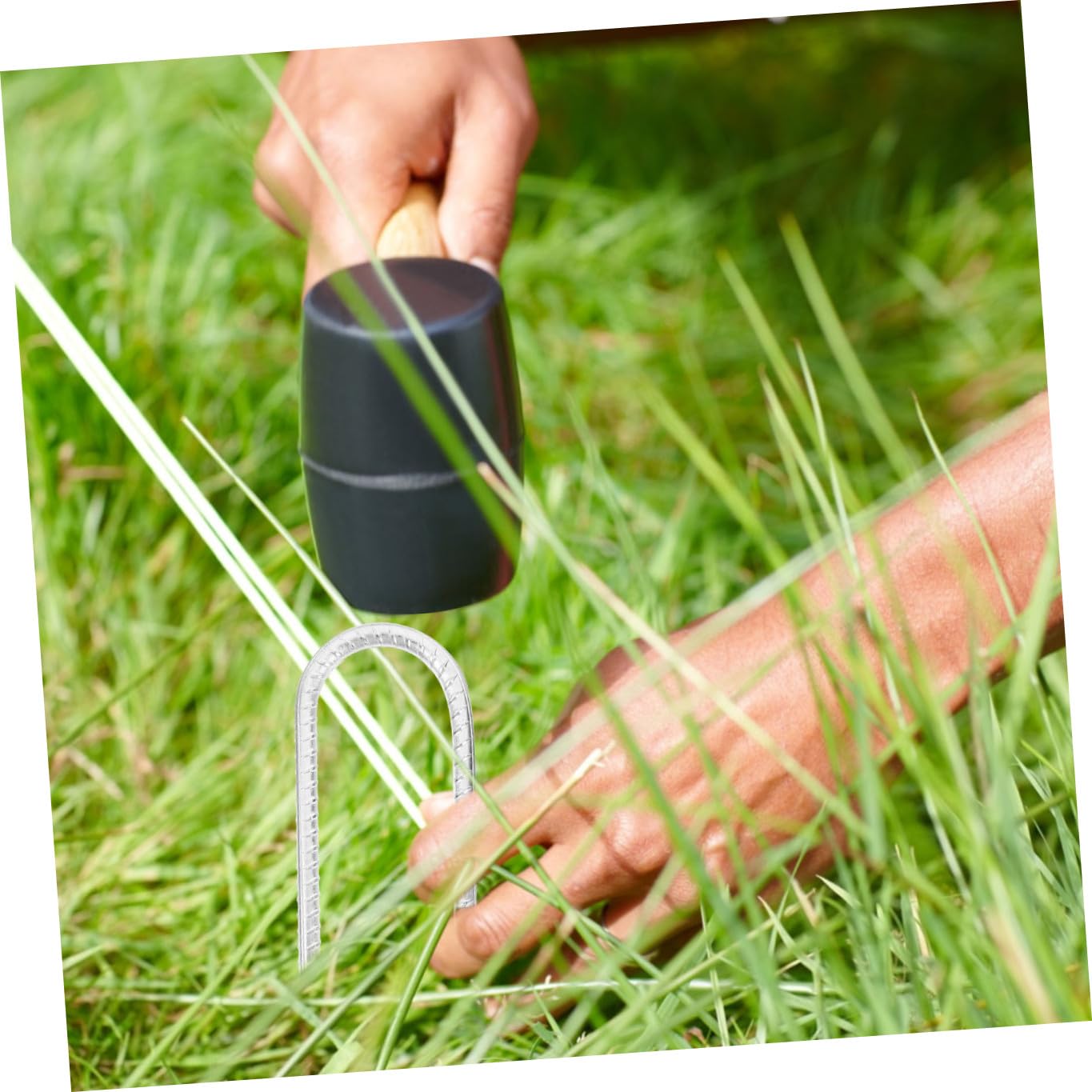 Piquets de Jardinage en U Acier Argenté, Lot de 8 pour Tente et Toile
