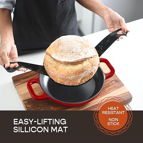 Miniatura 2 de Horno holandés de hierro fundido esmaltado para hornear pan de masa madre, olla de 6 cuartos de galón con tapa, juego de utensilios de cocina de