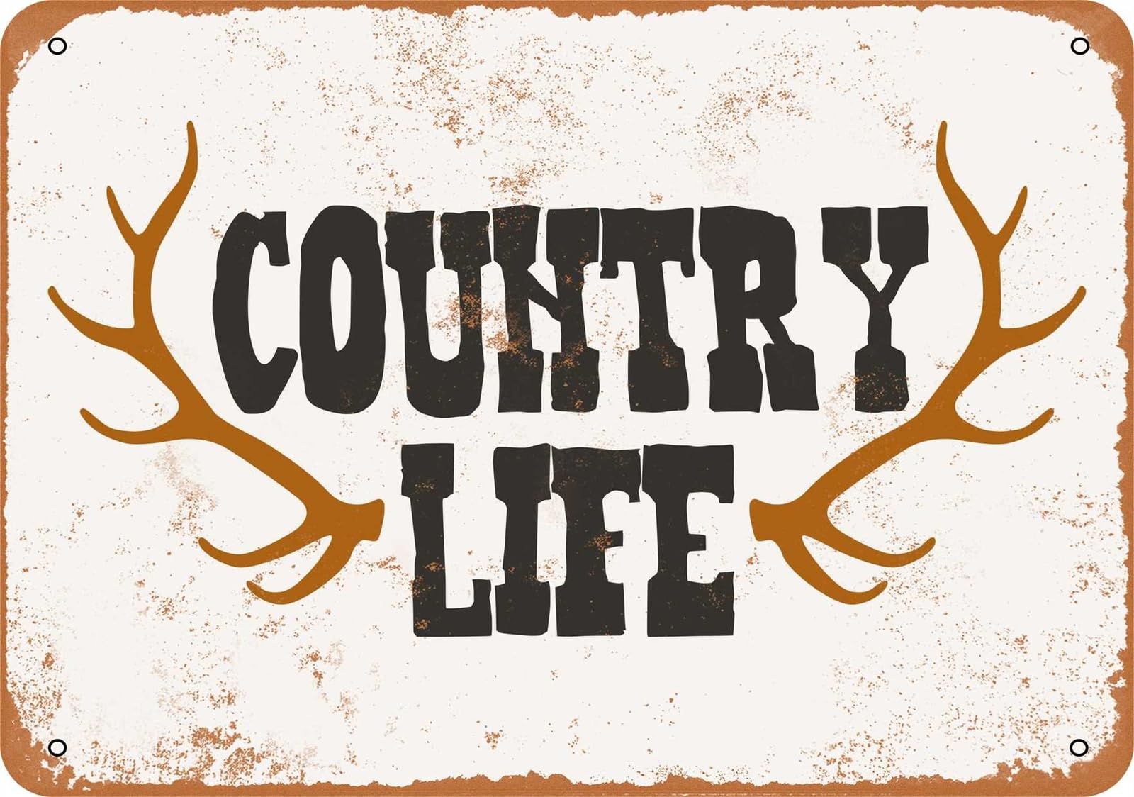 Miaomansenstore Metal Sign - Country Life Antlers - Vintage Look Home Decor