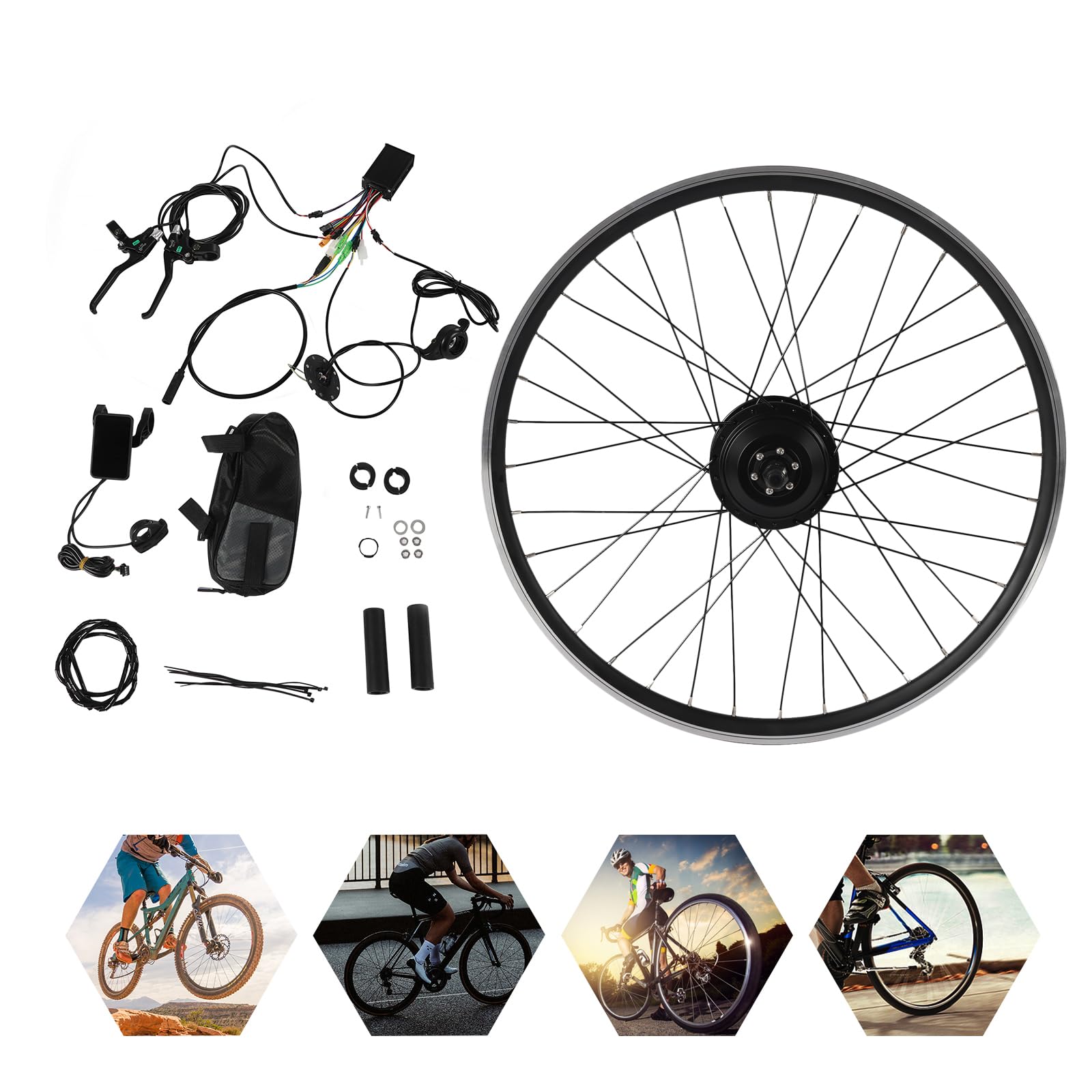 36V 250W Kit di conversione per E-Bike, kit di conversione per bicicletta elettrica con display LCD, 5 marce, kit di conversione per bicicletta elettrica con cruise control, motore elettrico per