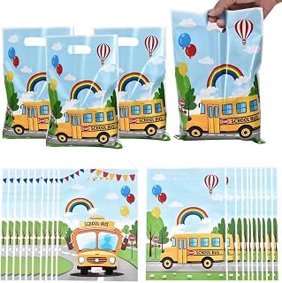 40 Pack School Bus Party Favor Bags, Welcome Back to School Theme Goodies Candy Treat Bags for Classroom Celebrations