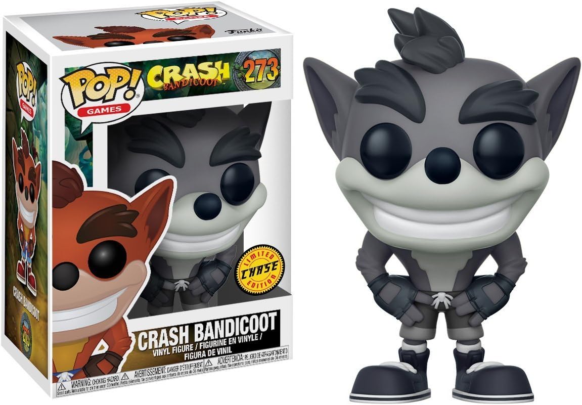 Funko Pop! Games: Crash Bandicoot - Crash Bandicoot Chase Black & White Variant Vinyl Figure (Includes Compatible Pop Box Protector Case)