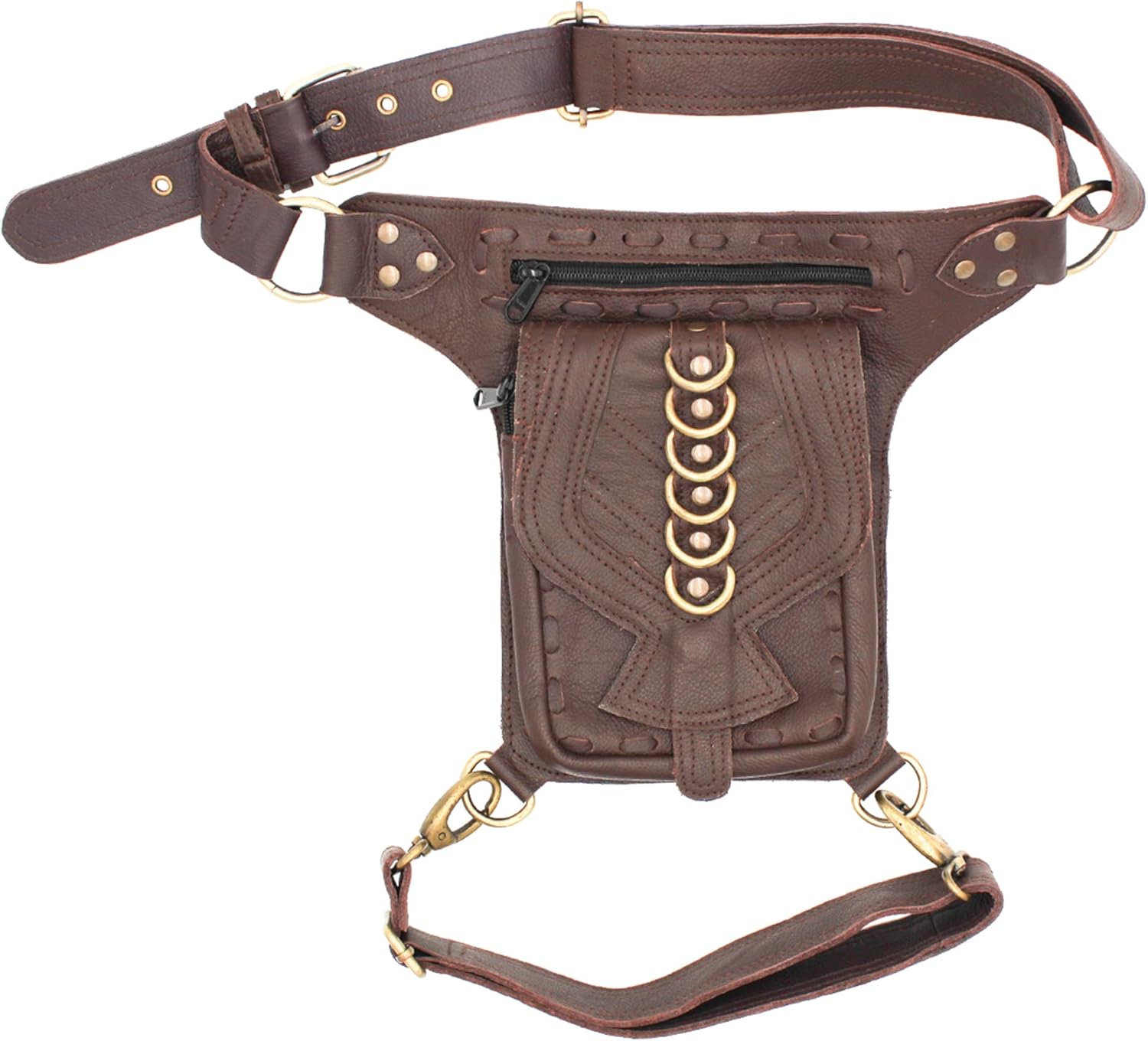 Amazon.com: Leather Festival Utility Belt -Hip Bag with leg strap ...