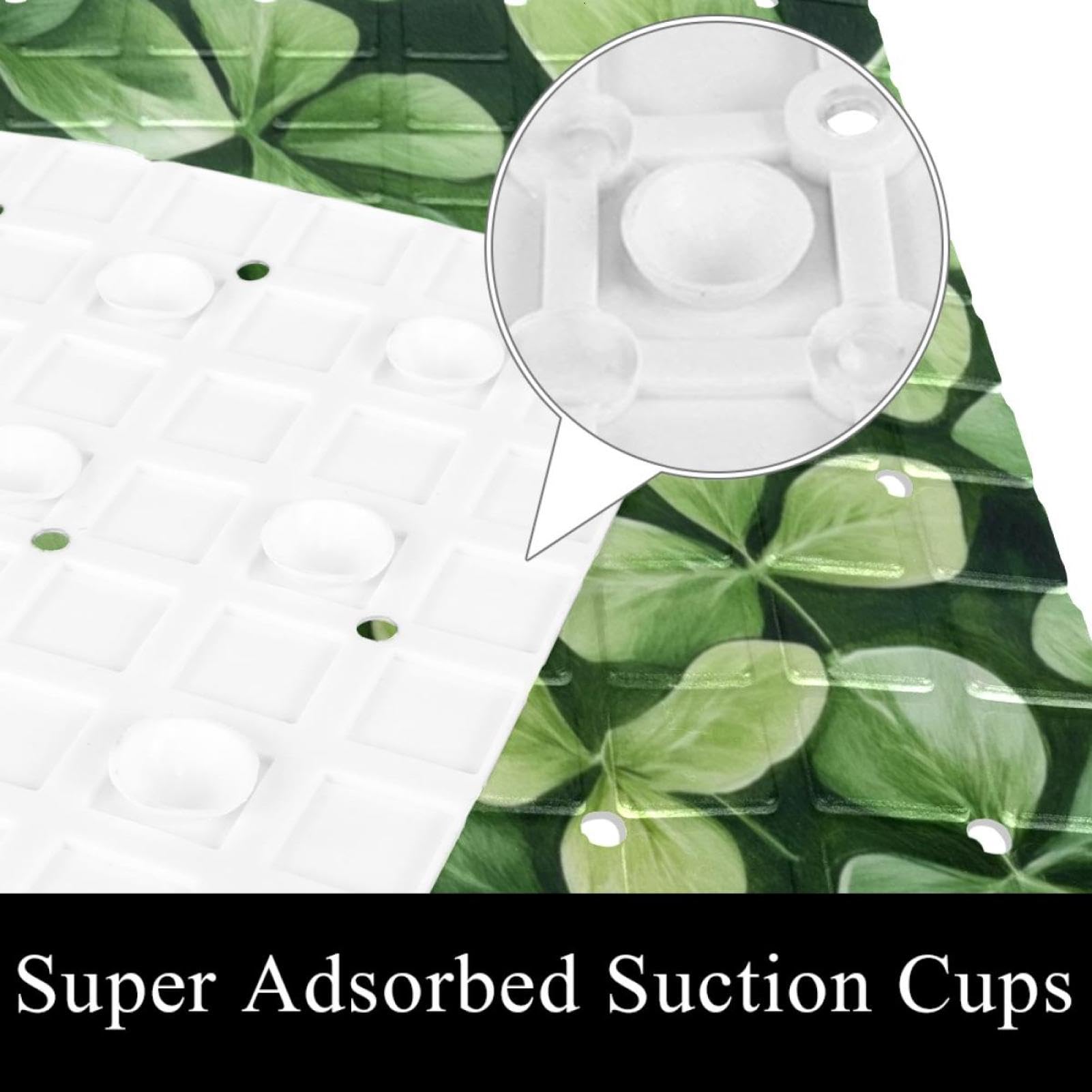 Lucky Four Leaf Lucky Green Clovers Seamless Pattern Bath Mats for Tub Non-Slip, Rectangular Bathtub Mat, Shower Mat with Suction Cups, Machine Washable Bathroom Mat- 39.9 x 70.9 cm