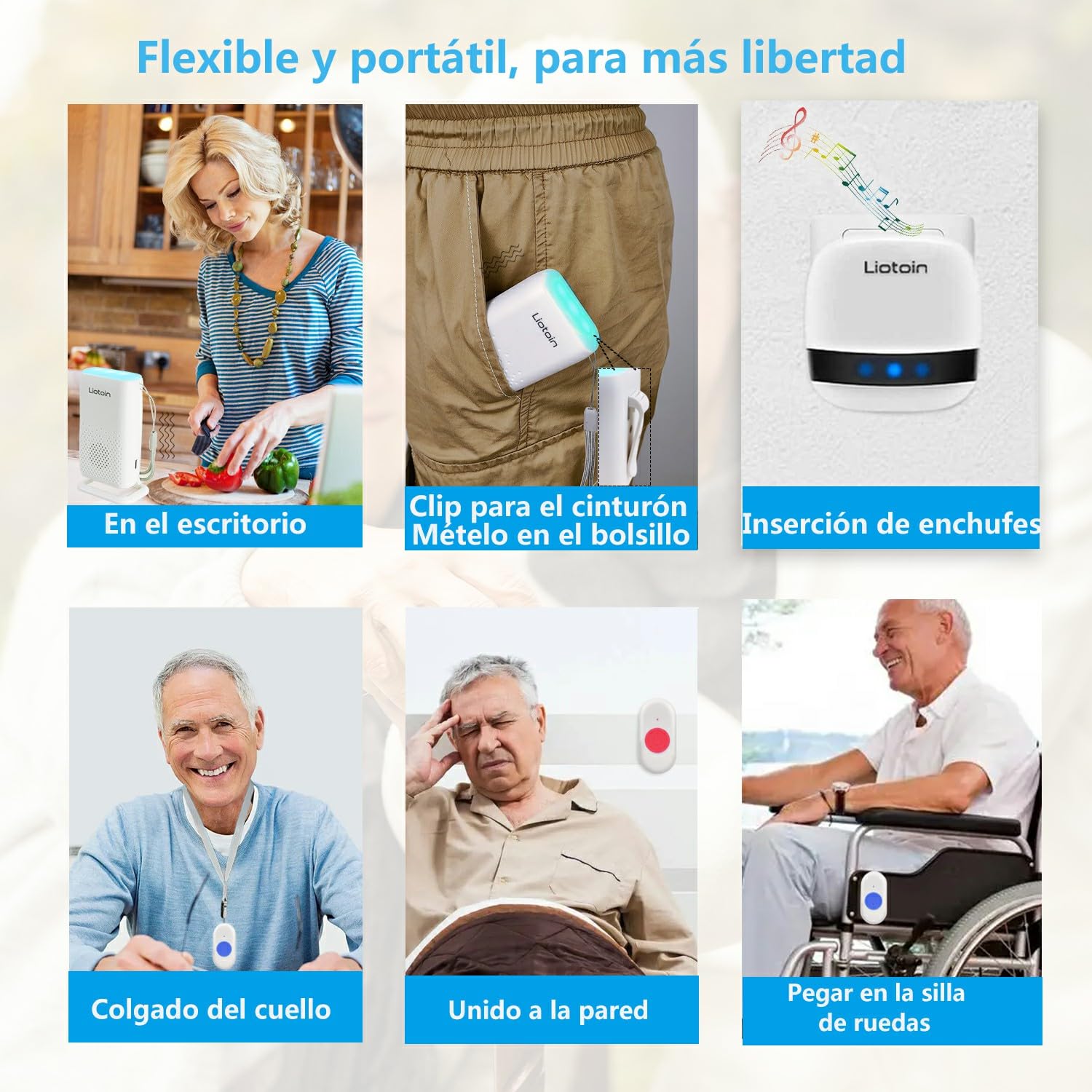 Botón de Llamada de Emergencia para Ancianos, Buscapersonas Inalámbrico de Cuidador Sistema de Alarma para Pacientes Personas Mayores Hogar, 2 transmisores y 3 Receptor …