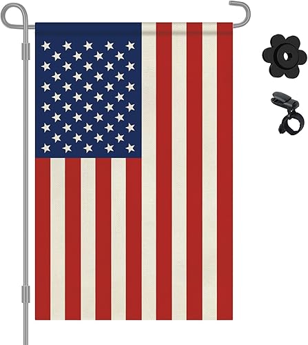 HOOSUN Banderas americanas de jardín de 12 x 18 pulgadas, pequeñas banderas americanas para decoraciones patrióticas exteriores, bandera patriótica