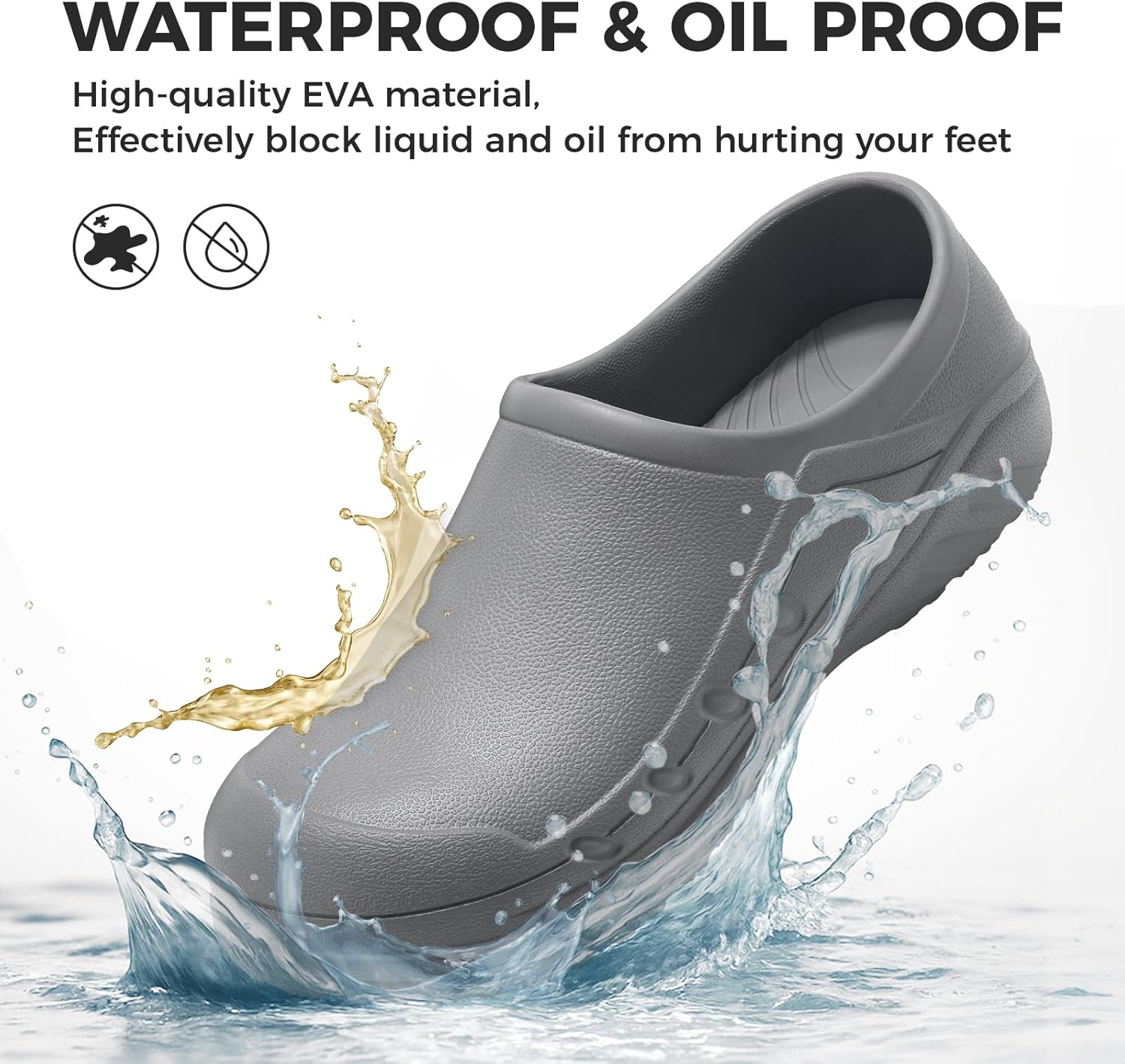 Chef Shoes Men Women Non Slip Work Shoes Water Proof Closed Toe Clogs for Nurse Kitchen Restaurant Food Service - Image 3