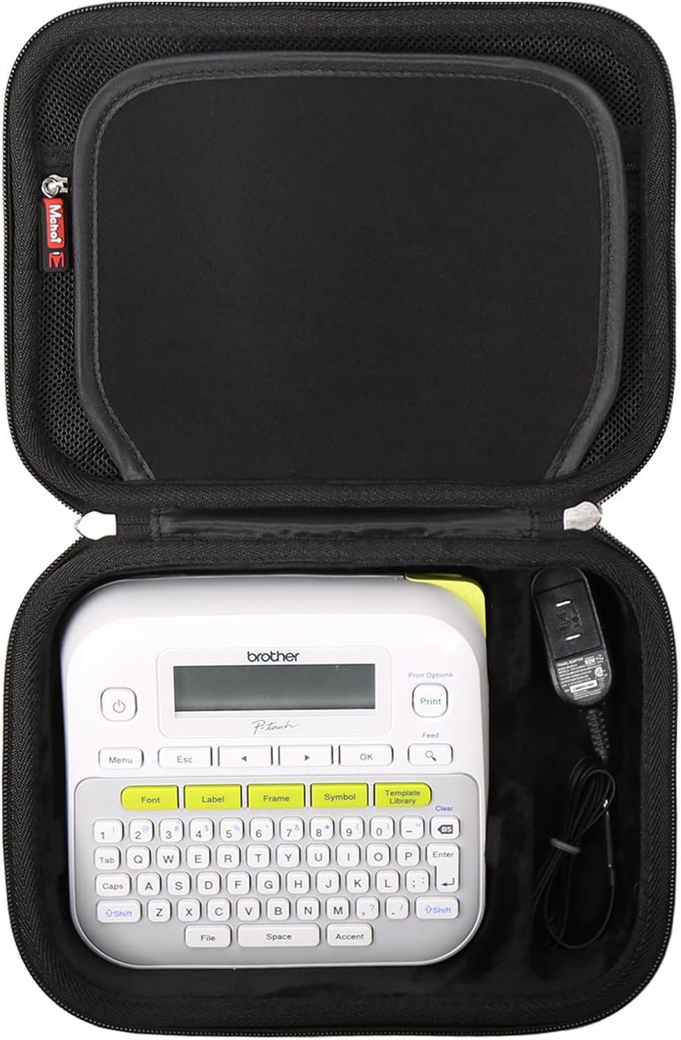 Mchoi Hard Case Compatible with Brother P-Touch PTD220 D210 Label Maker, Organizer Holders with Mesh Pocket Fits for Label Tapes, AC Adapter, Charging Cables, Case Only, Black