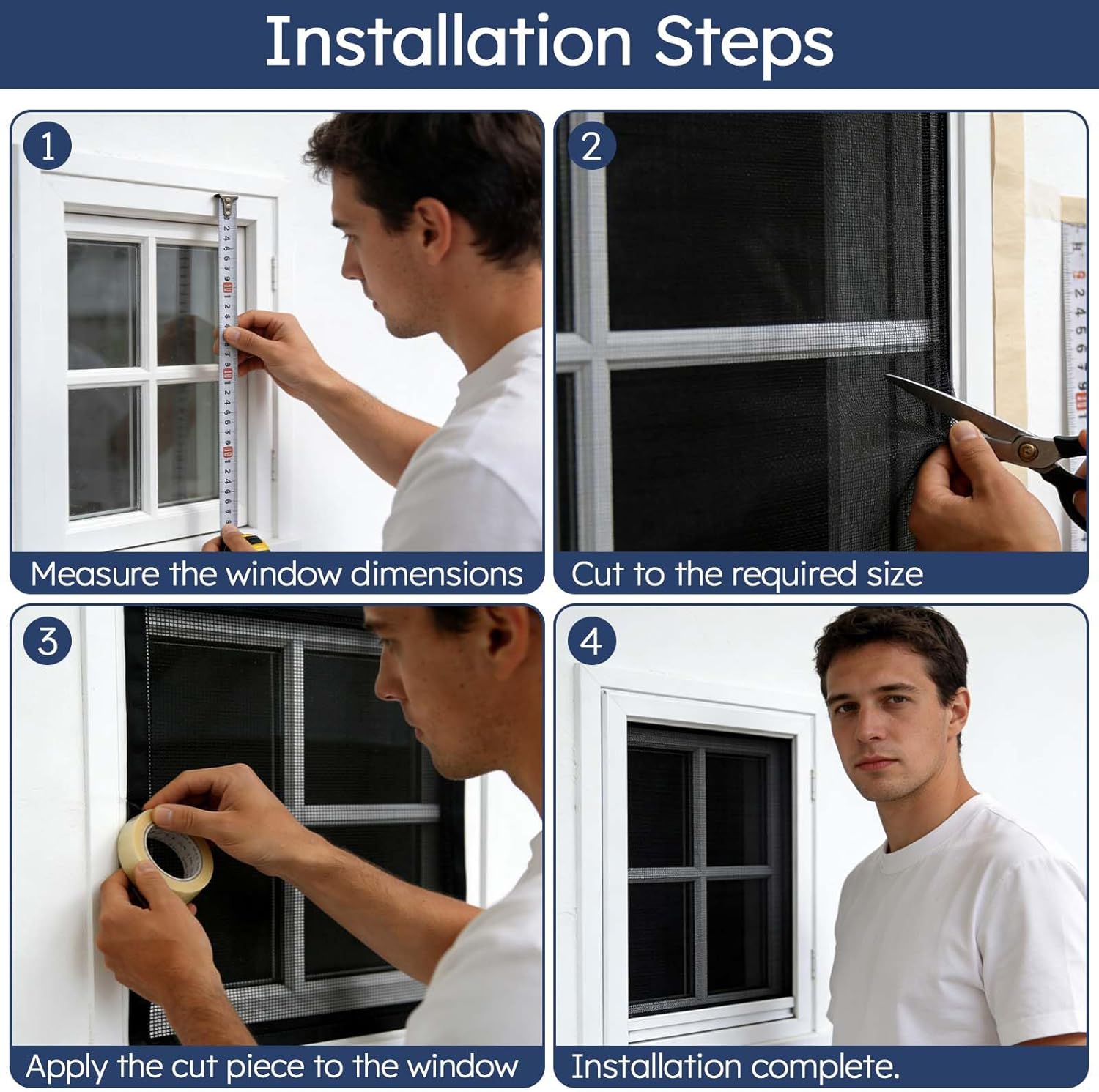 Fly Screen Window 120 x 300 cm, Fibreglass Fly Screen Cuttable Replacement Net, Fly Screen Cat Safe Fibreglass Fly Screen Fabric for Window Door Patio Door