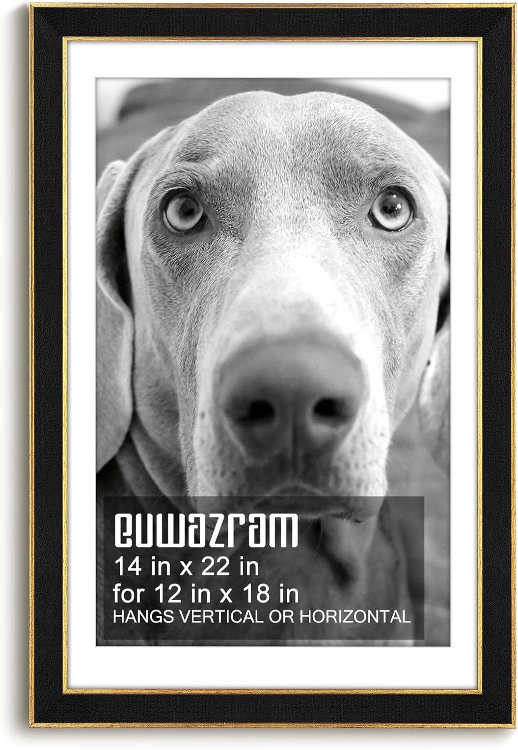 Suede 14x22 Frame - Black Single Picture Frame with Mat for 12x18, 14x22 Artwork, Puzzles, Photos and Movie Posters Black 14" x 22" / 12" x 18" mat