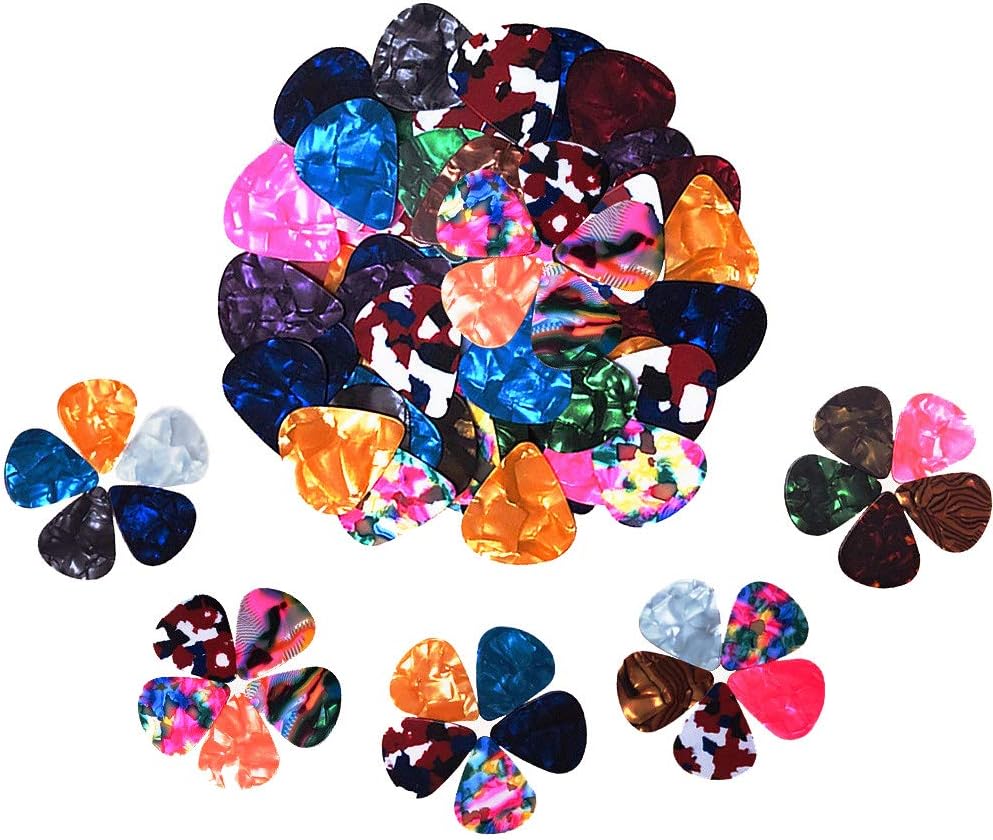 60 Pack Abstract Art Colorful Guitar Picks, Unique Guitar Gift For Bass, Electric & Acoustic Guitars Includes 0.46mm, 0.71mm, 0.96mm