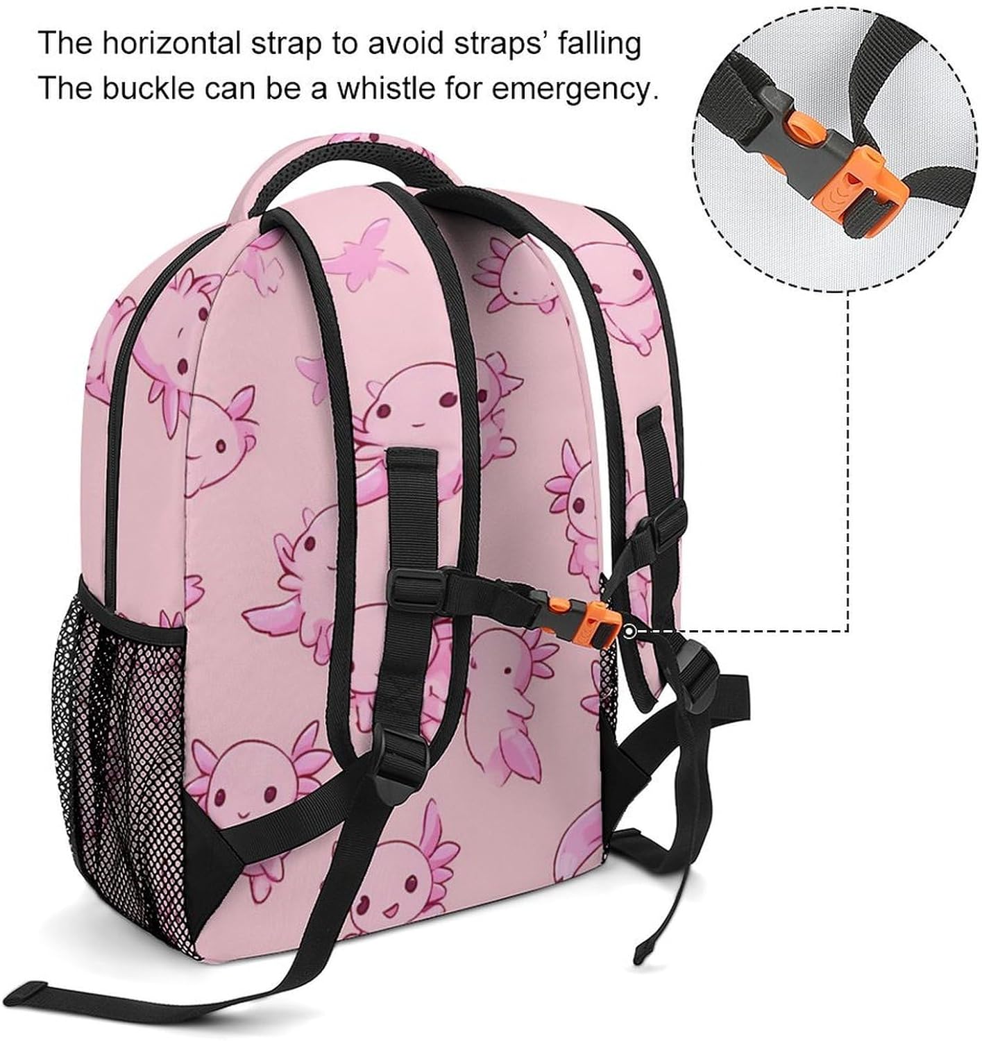 Abstract Axolotl Minimalism Unisex Backpack Casual Daypacks Lightweight Shoulders Bag for Camping Hiking Travel