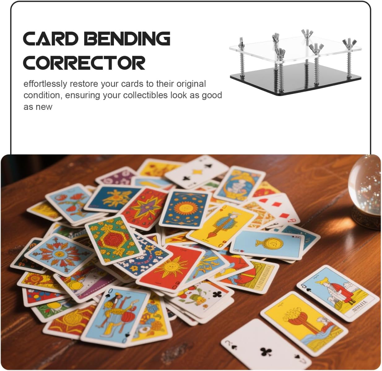 Sosoport Card Bending Corrector Portable Sports and Game Card Flatten Tool with Plates Springs for Home and Travel Restoration