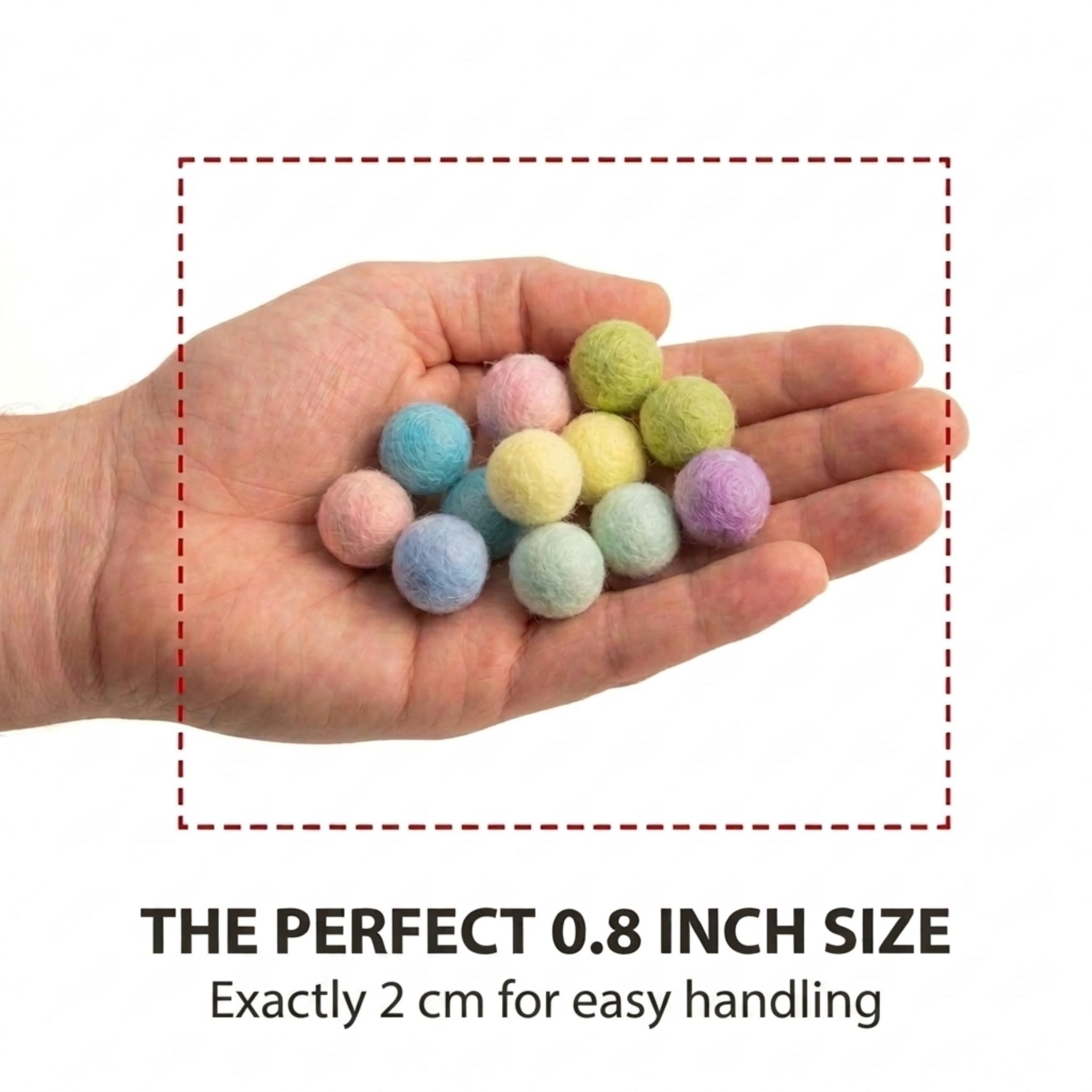 Glaciart One Filzbälle, Filz-Pom-Poms, (800 Stück), 2 cm, handgefertigt, gefilzt, 40 Farben (rot, rosa, blau, orange, gelb, grau, pastell und mehr), Großpackung kleiner Puff zum Filzen und Girlanden