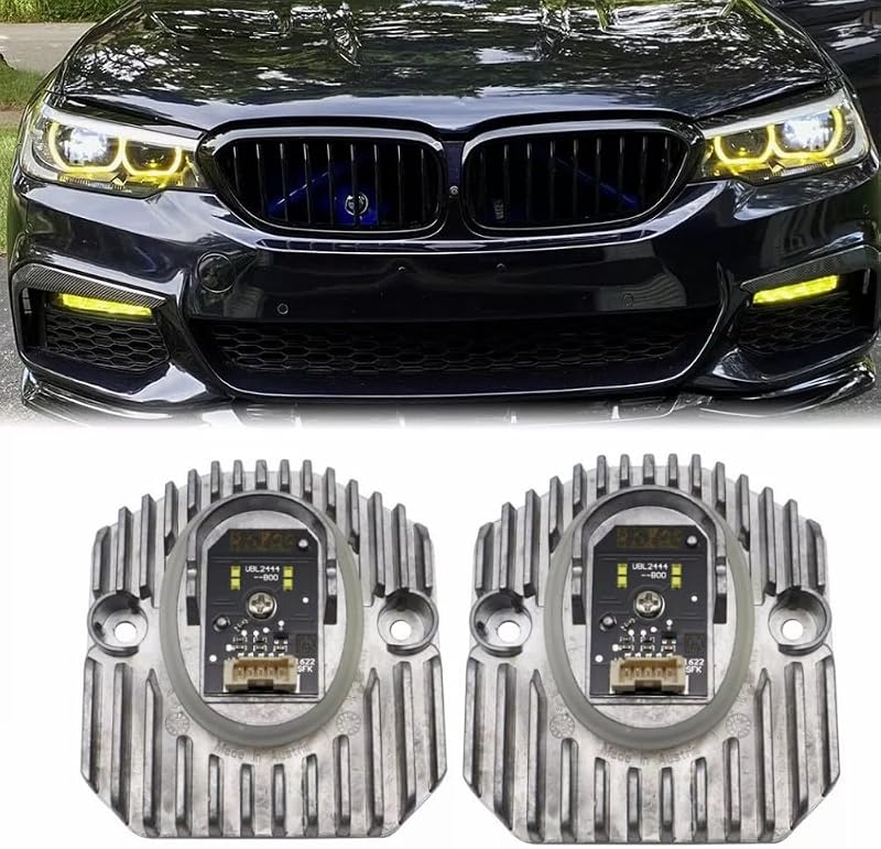 CSL Módulos DRL Yellow Golden Eye para faros delanteros LED no adaptables B-MW G30 530i 530iX 530e 540i 540iX M550iX 540dX 2017-2020, módulos Angel Eyes DRL, 63117214934 (amarillo)