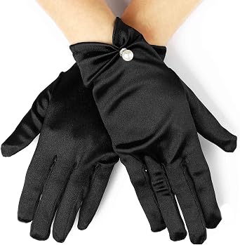 Acenail Pearl Wedding Gloves - White Satin Bridal Gloves with Floral Design for Tea Party and Opera Events