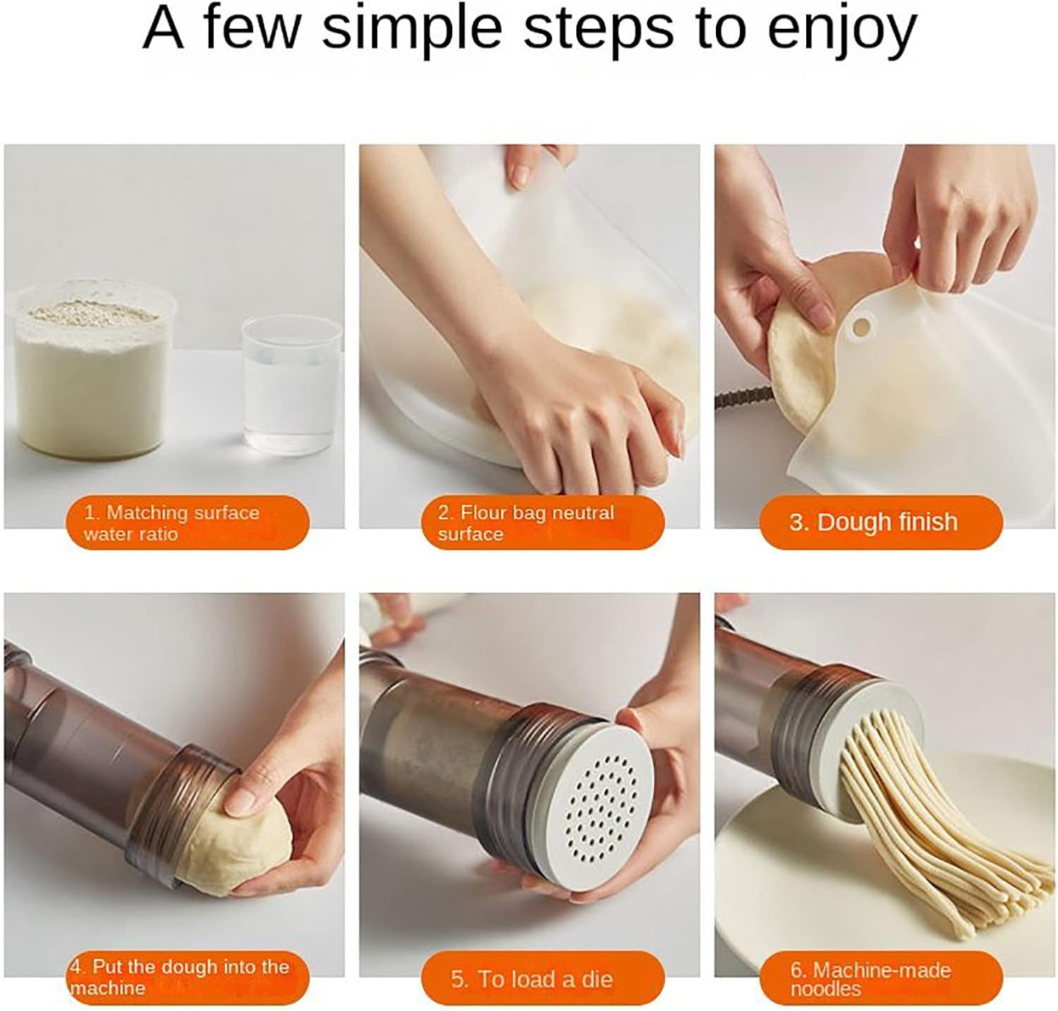 Hand-held Pasta Maker Electric Noodle Machine Home Spaghetti Press with Mold Multifunction Detachable Sausage Stuffer Maker Easy Cleaning,White,31.5*24.5cm