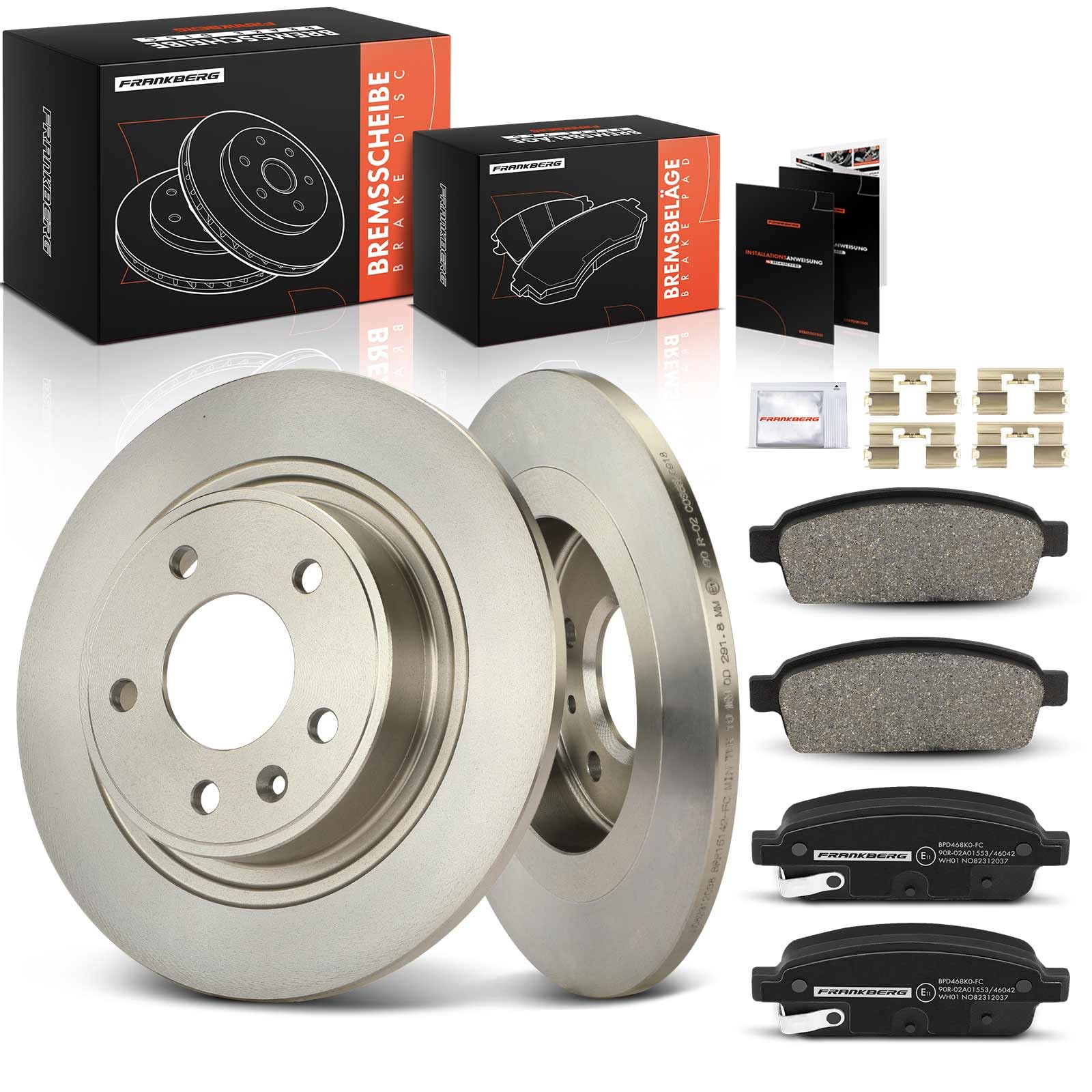 Frankberg Bremsensatz inkl. 2x Bremsscheiben + 4x Bremsbeläge Hinten Kompatibel mit Astra J CaR.A.Van P10 Zafira Tourer C P12 Astra J GTC Astra J P10 Replace# 1605296