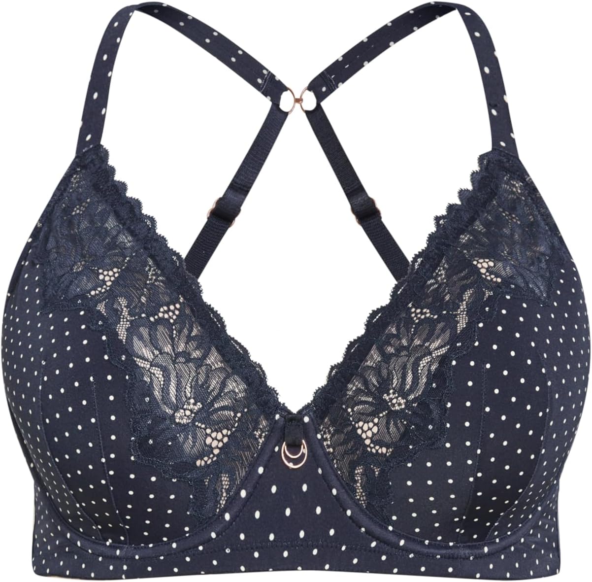 City Chic Plus Size Florence Contour Bra in Navy SPOT - Image 3