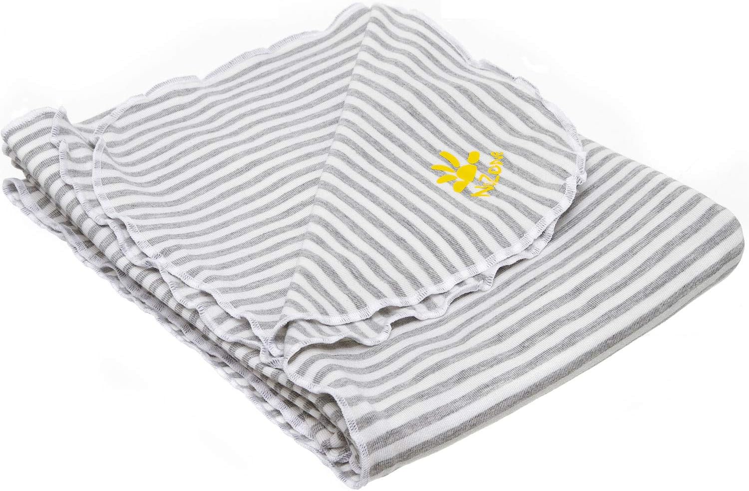 Nozone Baby Blanket, Sun Protective, Soft Rayon from Bamboo, in White/Grey Stripe