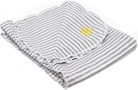 Nozone Baby Blanket, Sun Protective, Soft Rayon from Bamboo, UPF 50+ in White/Grey Stripe