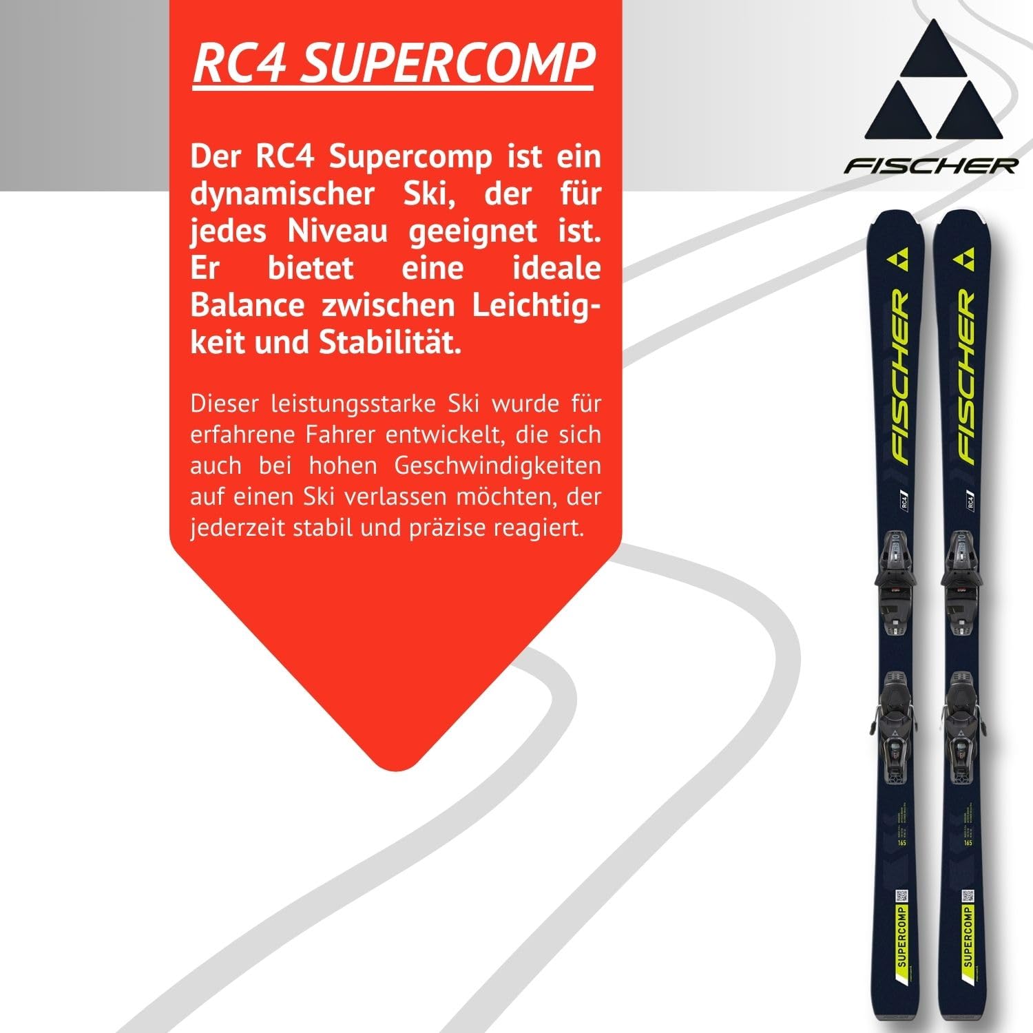 Ski Alpinski Pistenski - Fischer RC4 Supercomp - On Piste Rocker - inkl. Bindung RS10 GW SLR Z3-10 - für fortgeschrittene und Gute Fahrer - Carvingski für präparierte Piste