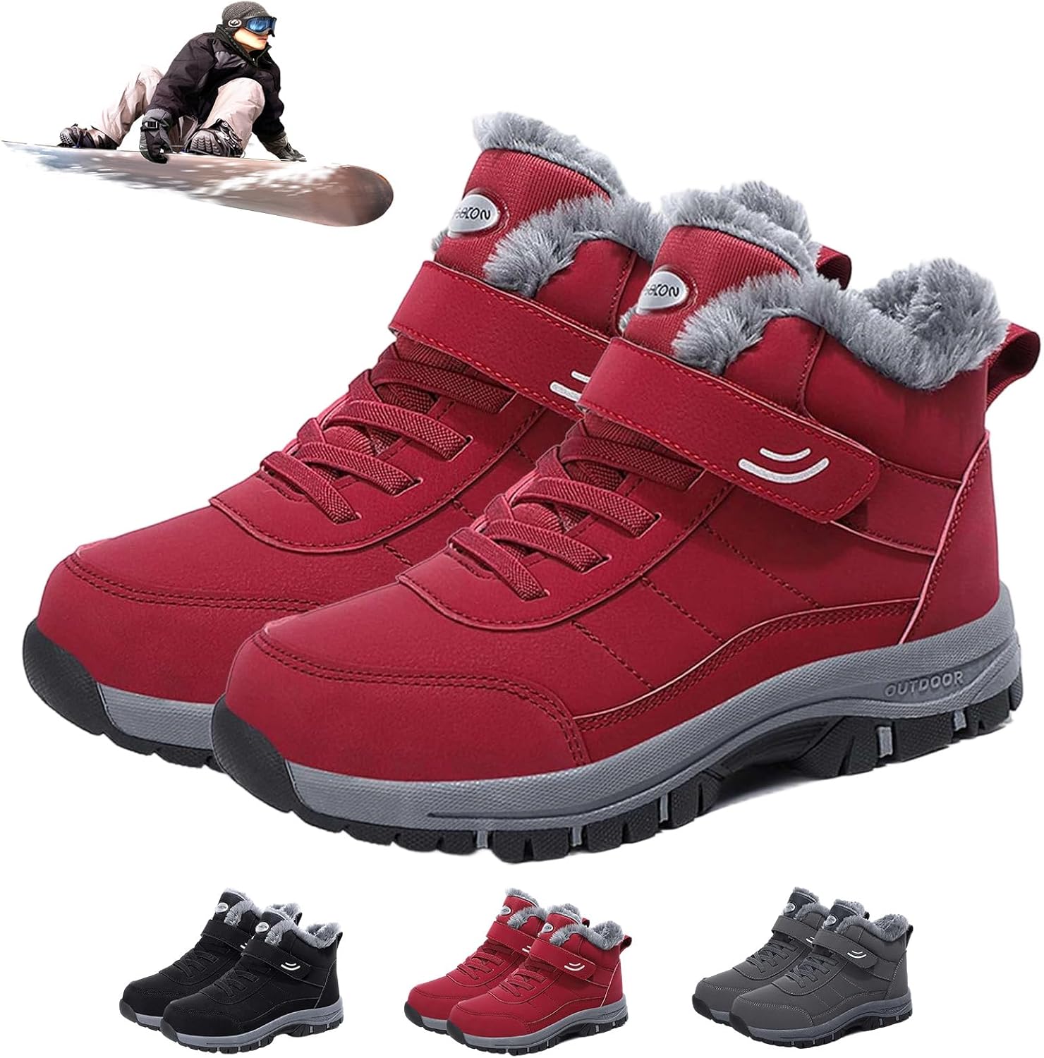 Women's Warm Fleece-Lined Snow Boots, Insulated & Waterproof Ski Boots, Anti-Slip Winter Shoes for Snow Sports